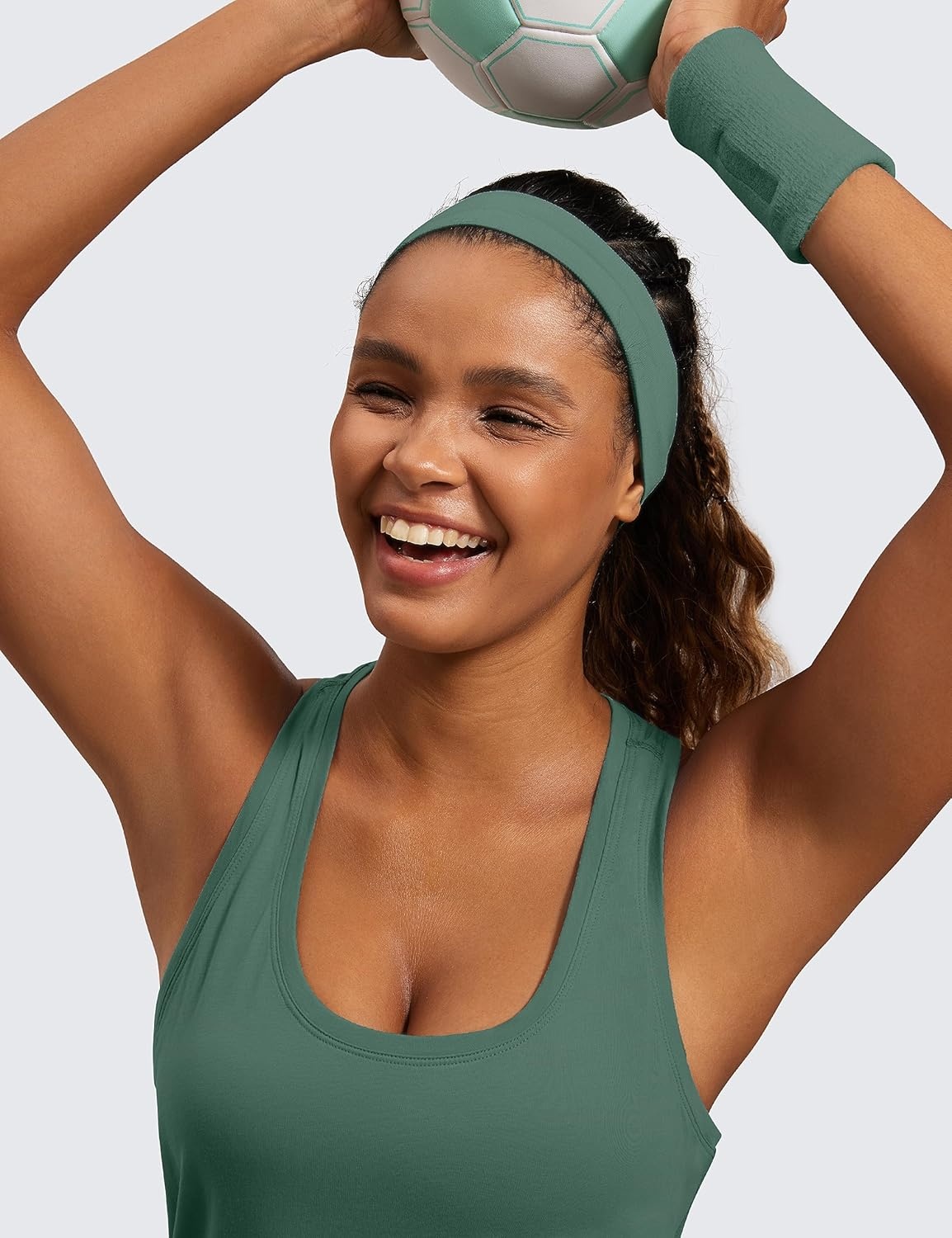 image:imageCRZ YOGA Pima Cotton Racerback Tank Tops for Women Workout Athletic Casual Soft Scoop Neck Sleeveless ShirtsGraphite Green