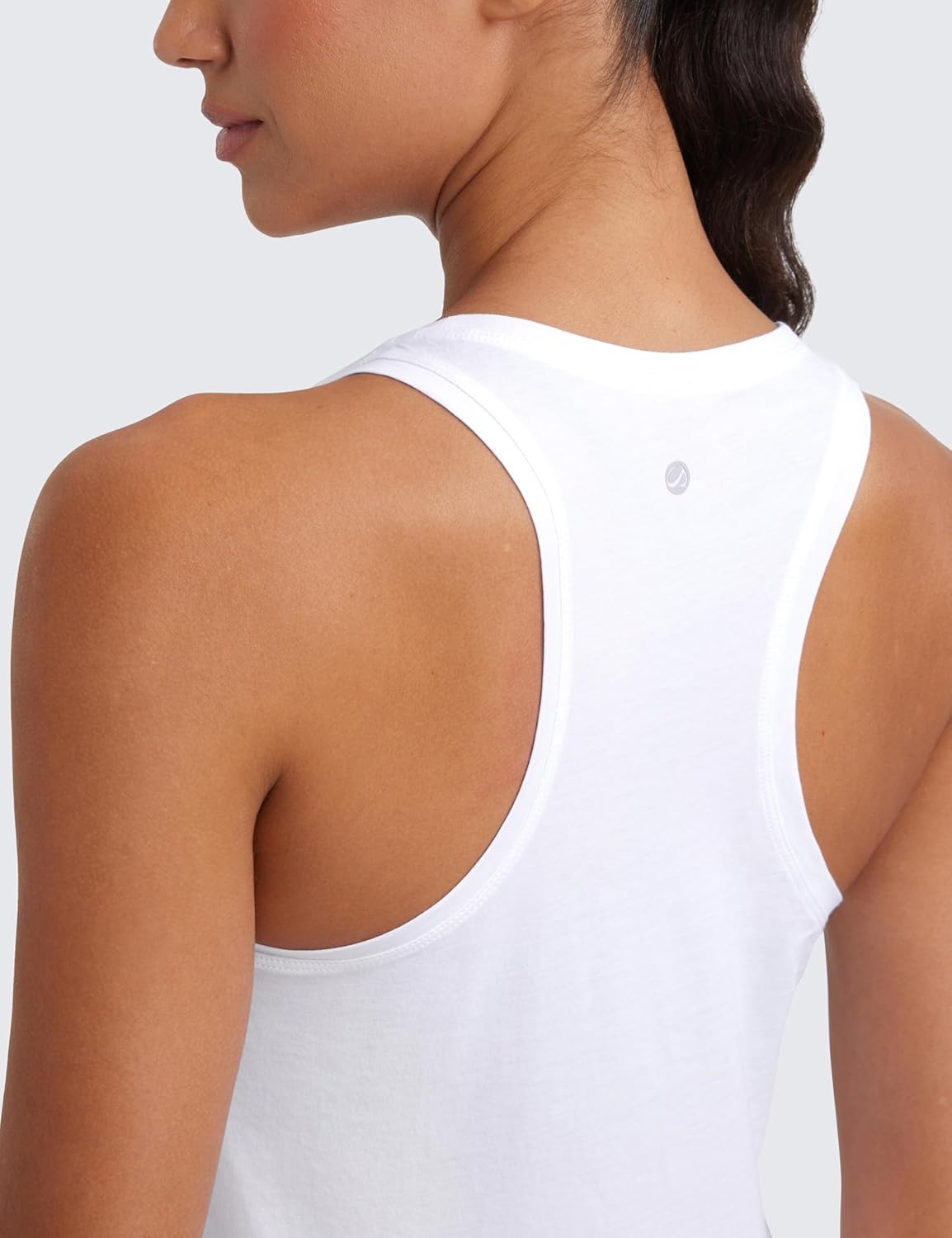 image:imageCRZ YOGA Pima Cotton Racerback Tank Tops for Women Workout Athletic Casual Soft Scoop Neck Sleeveless ShirtsWhite