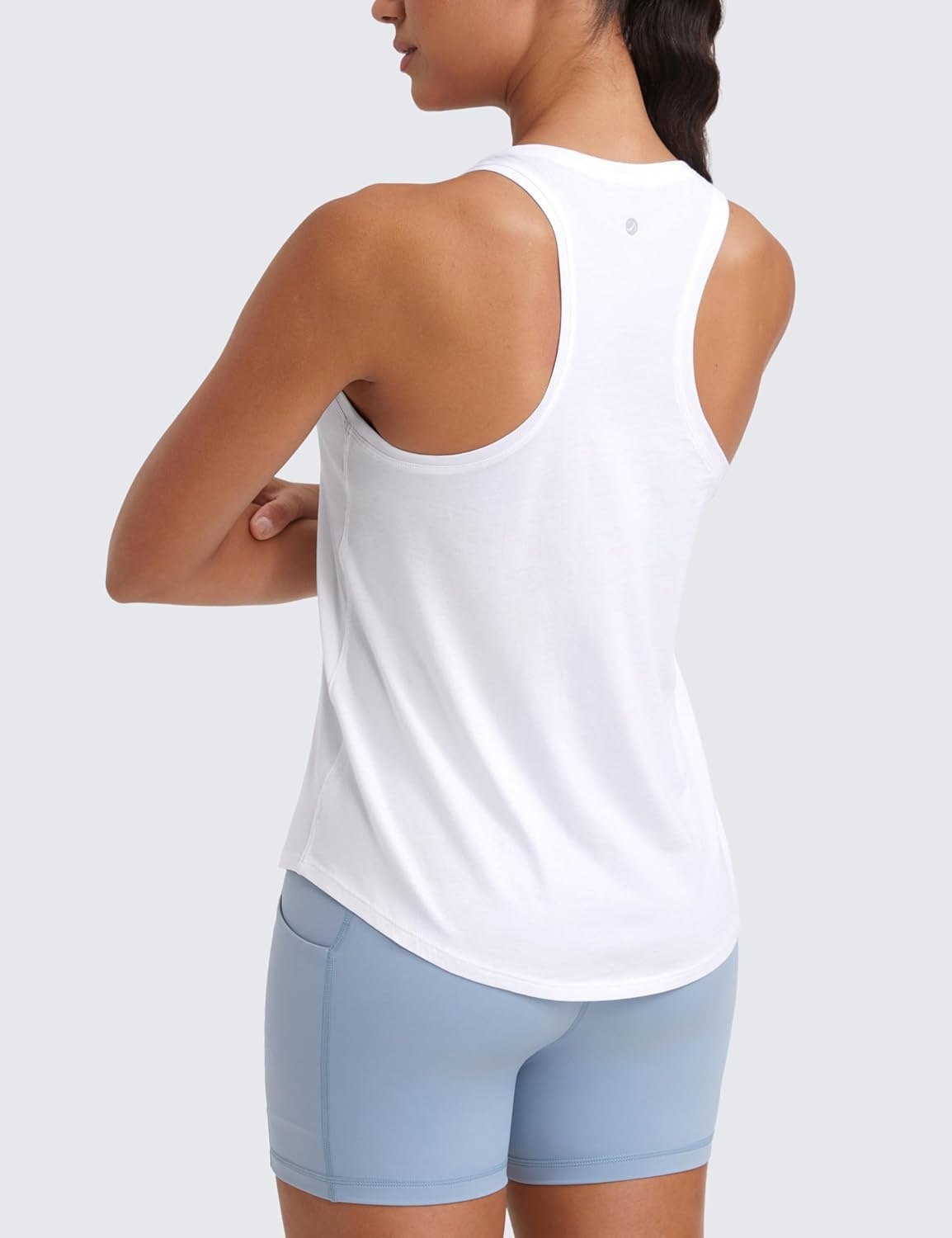 image:imageCRZ YOGA Pima Cotton Racerback Tank Tops for Women Workout Athletic Casual Soft Scoop Neck Sleeveless ShirtsWhite
