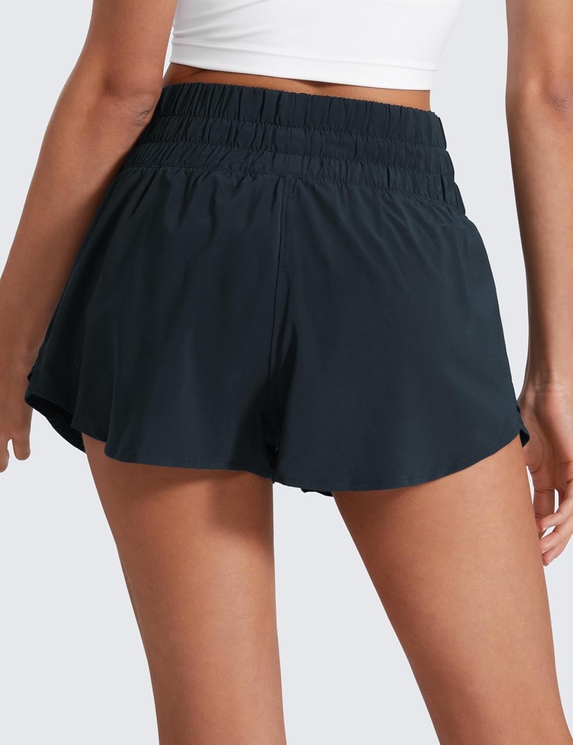 image:imageCRZ YOGA Ruffle Skirt Overlay Athletic Shorts for Women High Waisted Flowy for Workout Running Tennis with Zip PocketTrue Navy