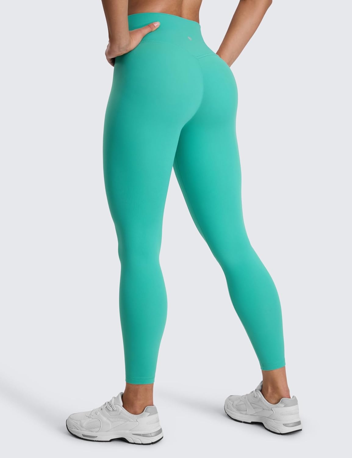 image:imageCRZ YOGA SculptAir No Front Seam Yoga Leggings 25 High Waisted Womens Pants Workout Pilates Athletic V Back Buttery SoftAtlantis Green