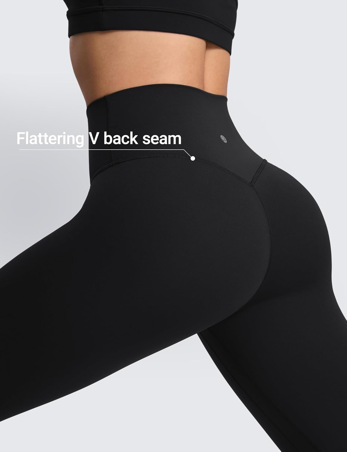image:imageCRZ YOGA SculptAir No Front Seam Yoga Leggings 25 High Waisted Womens Pants Workout Pilates Athletic V Back Buttery SoftBlack