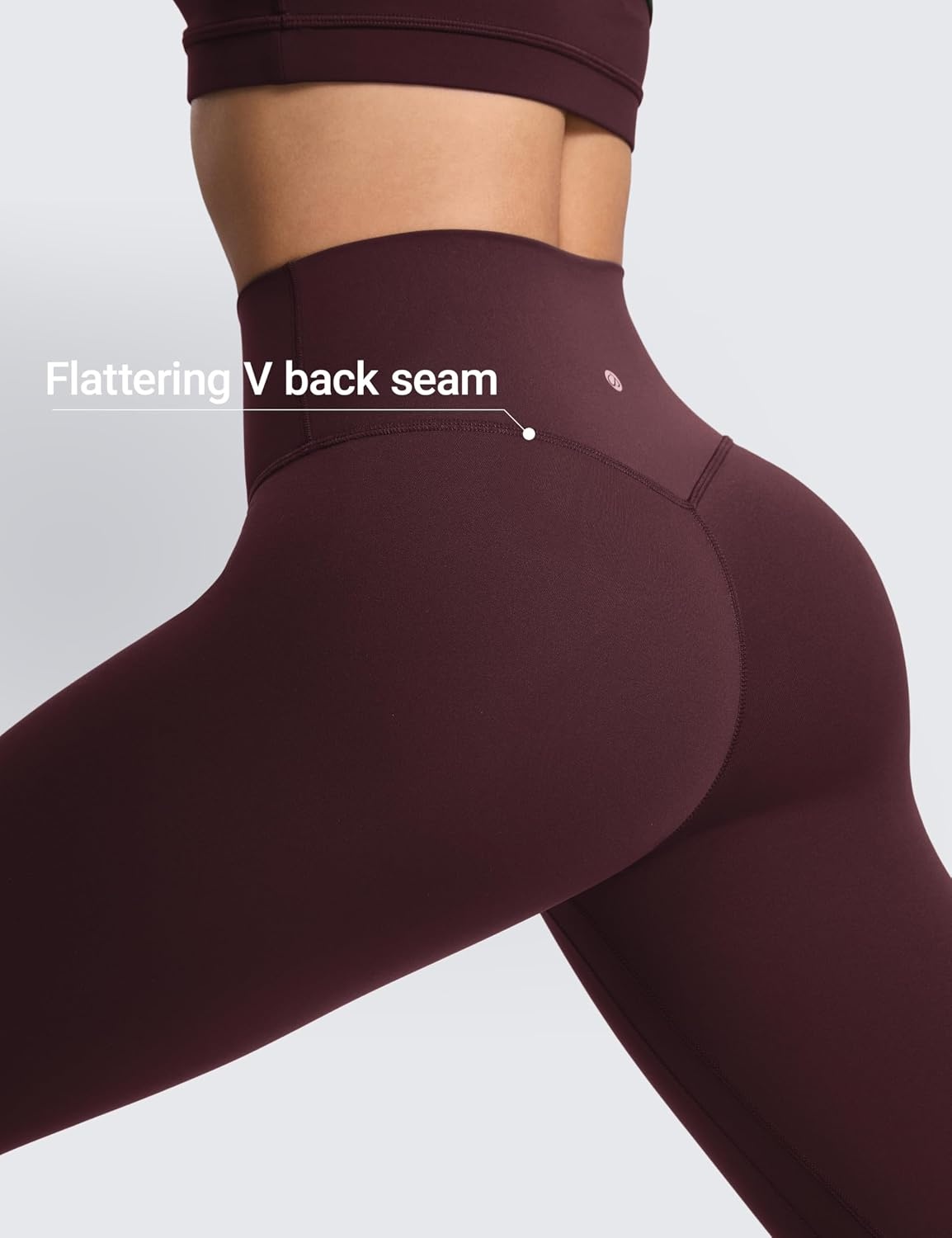 image:imageCRZ YOGA SculptAir No Front Seam Yoga Leggings 25 High Waisted Womens Pants Workout Pilates Athletic V Back Buttery SoftRipe Plum