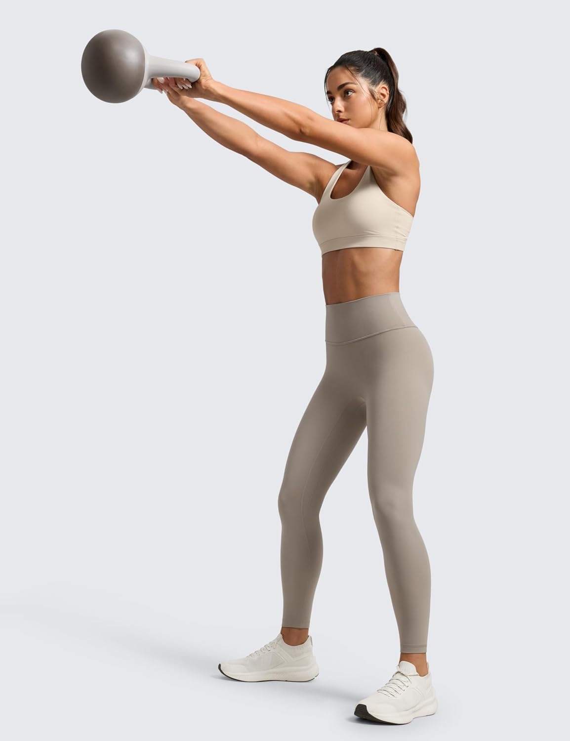image:imageCRZ YOGA SculptAir No Front Seam Yoga Leggings 25 High Waisted Womens Pants Workout Pilates Athletic V Back Buttery SoftWarm Ash Grey