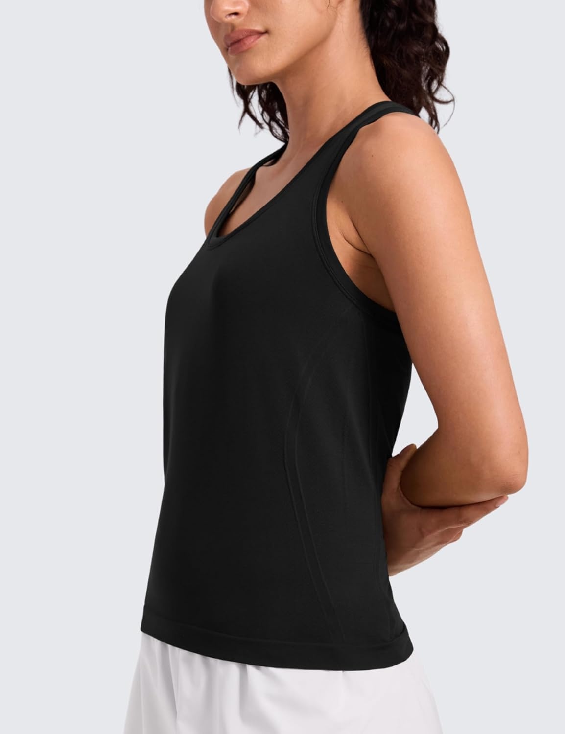image:imageCRZ YOGA Seamless Racerback Tank Tops for Women Gym Workout Athletic Running Sleeveless Shirts Breathable Scoop NeckBlack