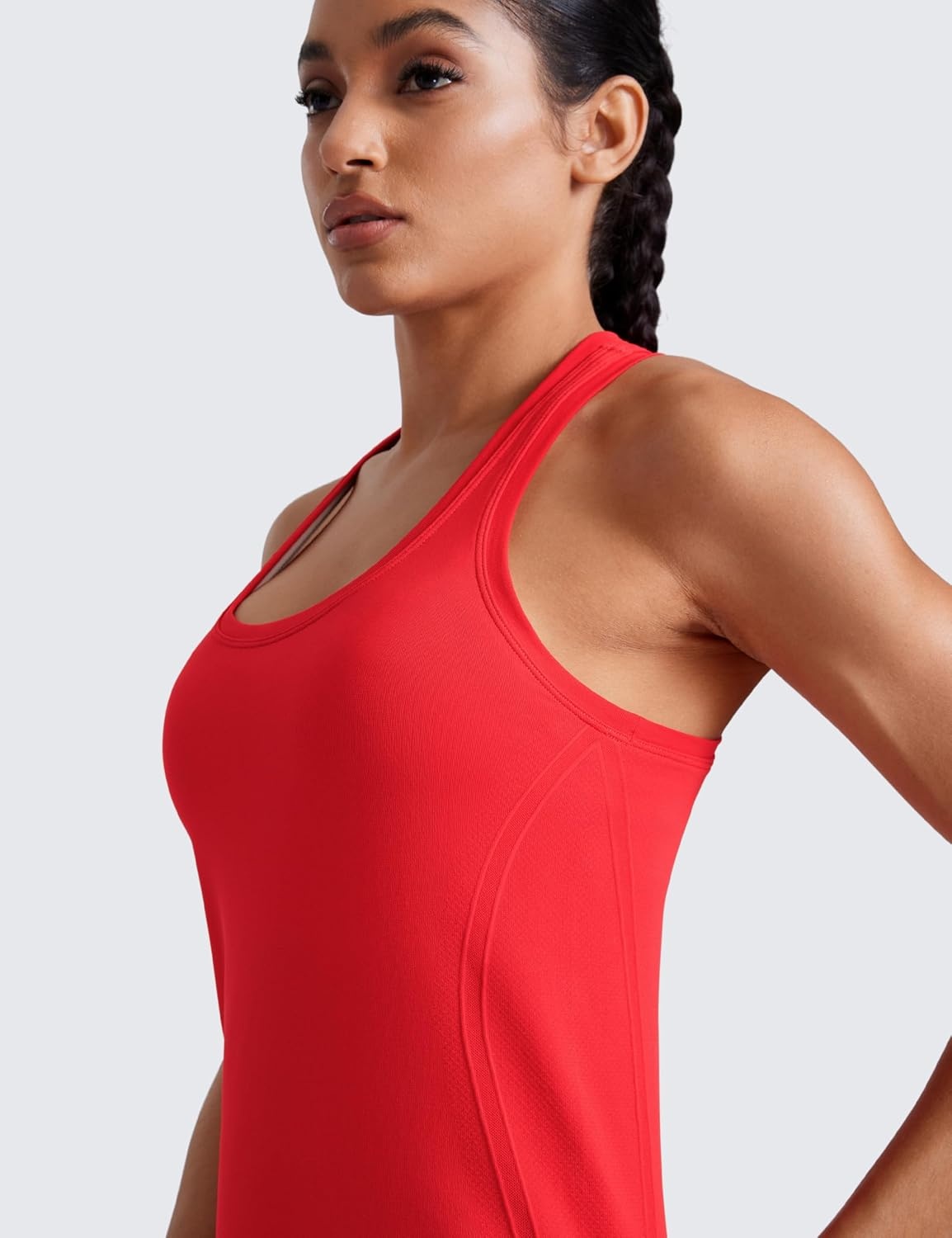 image:imageCRZ YOGA Seamless Racerback Tank Tops for Women Gym Workout Athletic Running Sleeveless Shirts Breathable Scoop NeckDeep Red