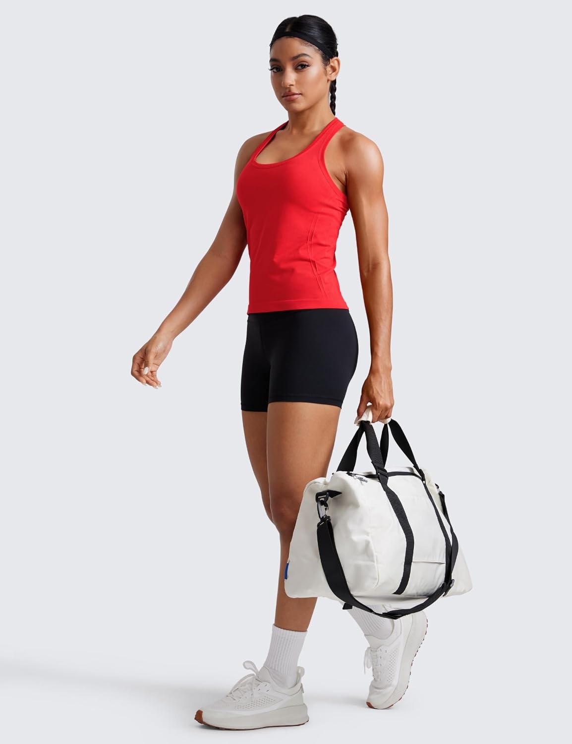 image:imageCRZ YOGA Seamless Racerback Tank Tops for Women Gym Workout Athletic Running Sleeveless Shirts Breathable Scoop NeckDeep Red