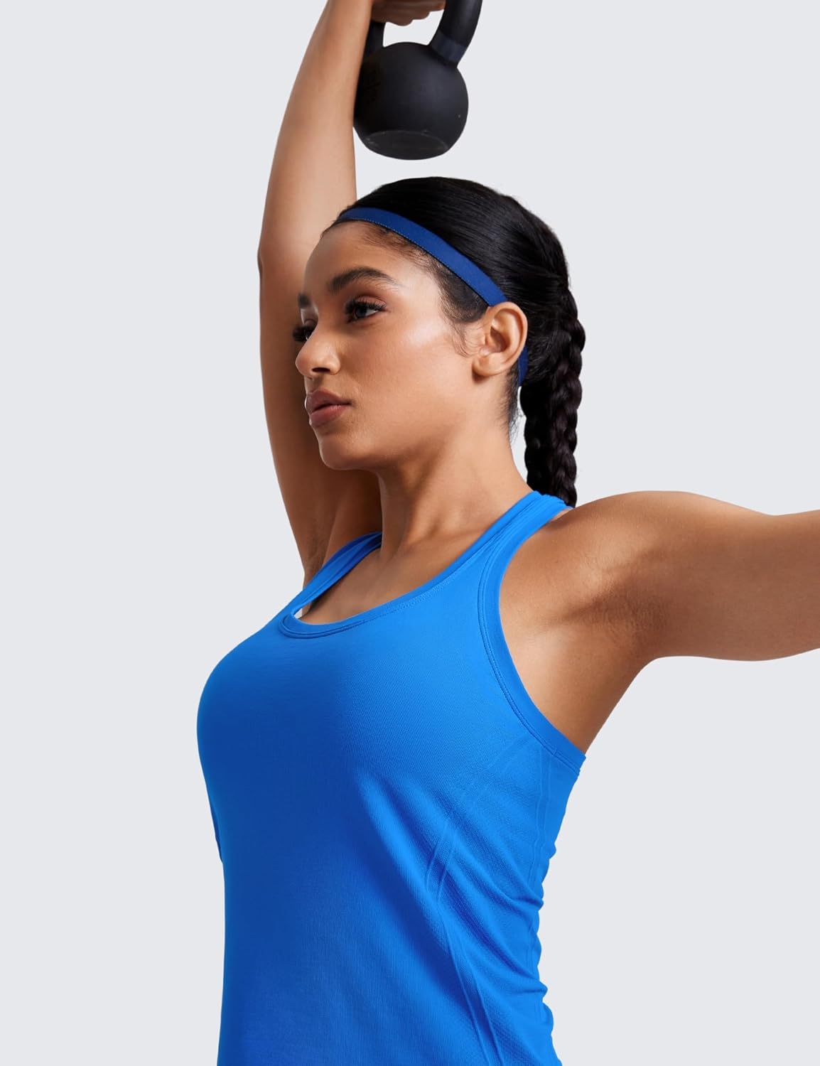 image:imageCRZ YOGA Seamless Racerback Tank Tops for Women Gym Workout Athletic Running Sleeveless Shirts Breathable Scoop NeckSparkle Blue