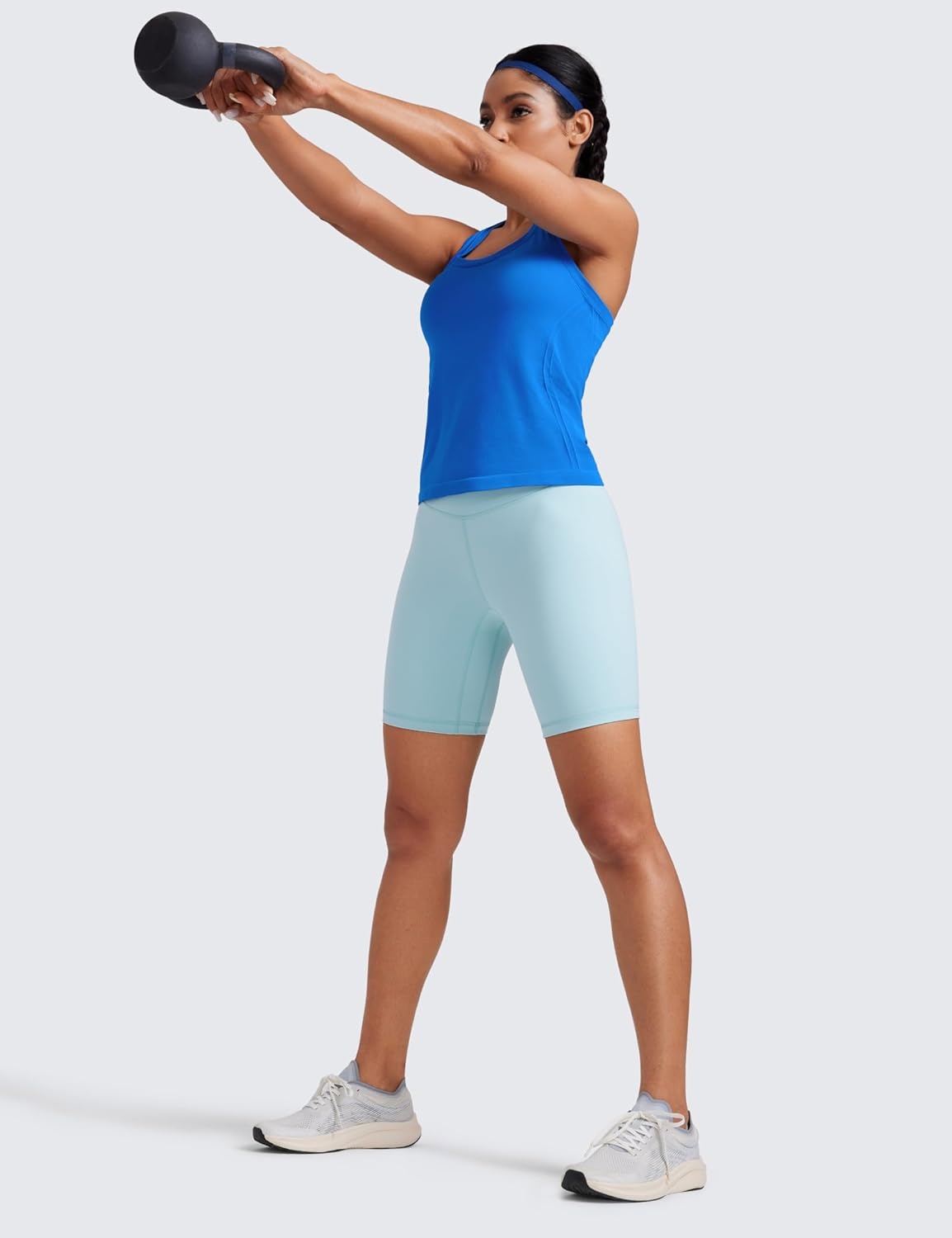 image:imageCRZ YOGA Seamless Racerback Tank Tops for Women Gym Workout Athletic Running Sleeveless Shirts Breathable Scoop NeckSparkle Blue