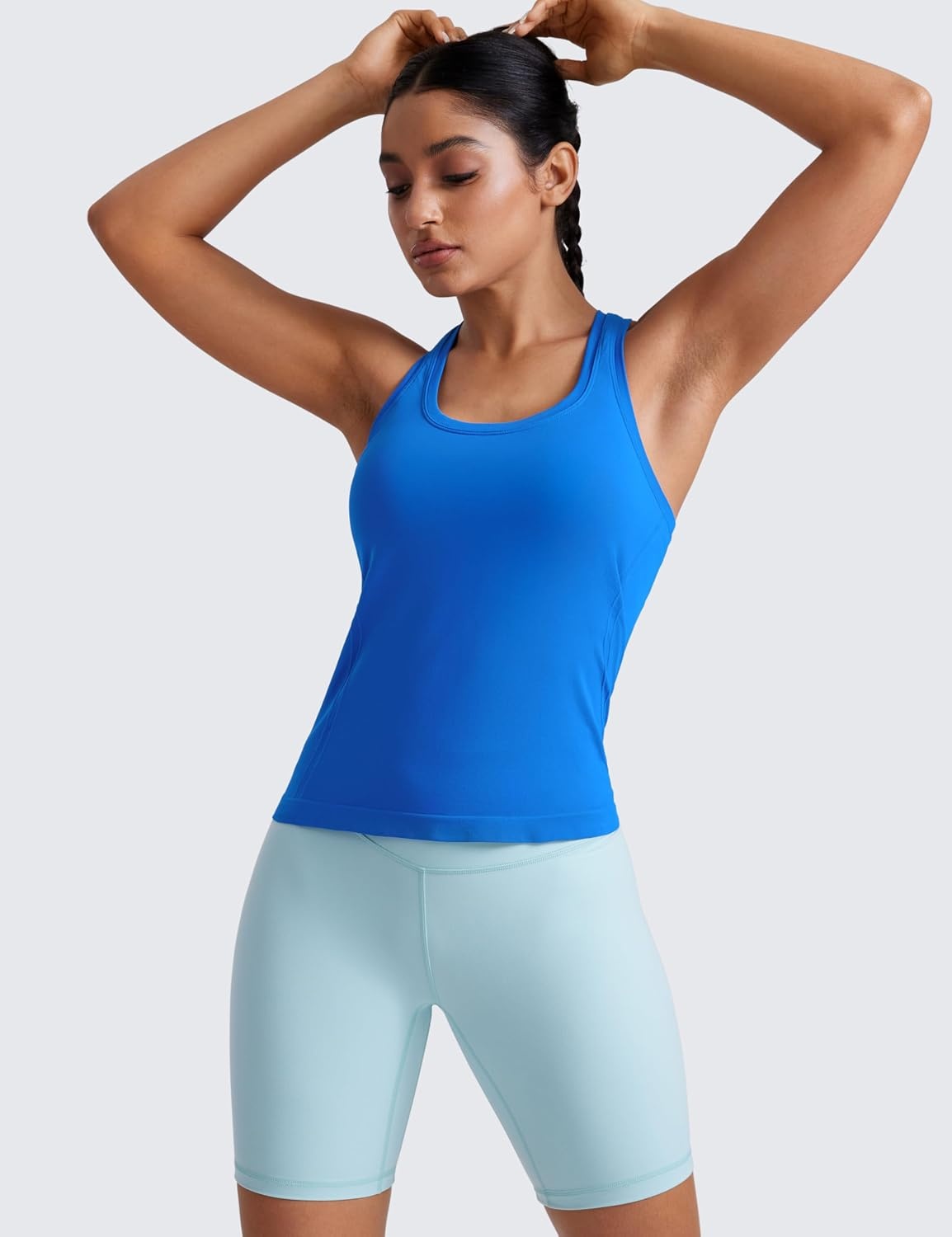 image:imageCRZ YOGA Seamless Racerback Tank Tops for Women Gym Workout Athletic Running Sleeveless Shirts Breathable Scoop NeckSparkle Blue