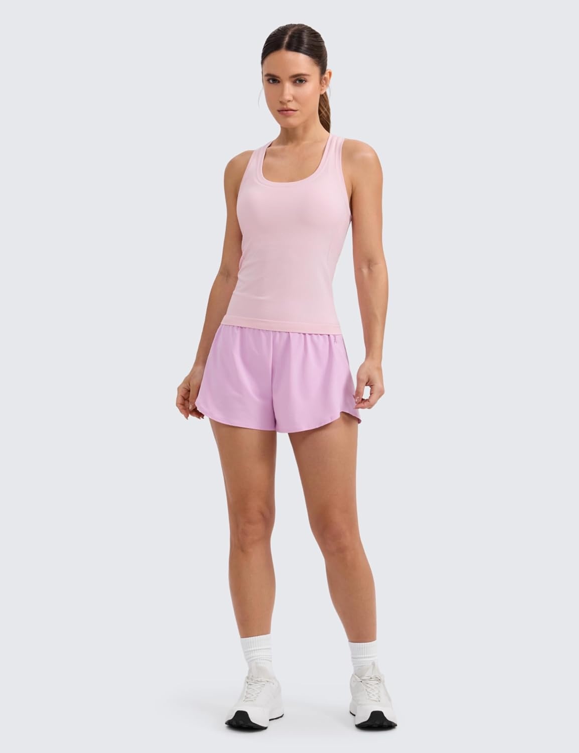 image:imageCRZ YOGA Seamless Racerback Tank Tops for Women Gym Workout Athletic Running Sleeveless Shirts Breathable Scoop NeckStrawberry Pink