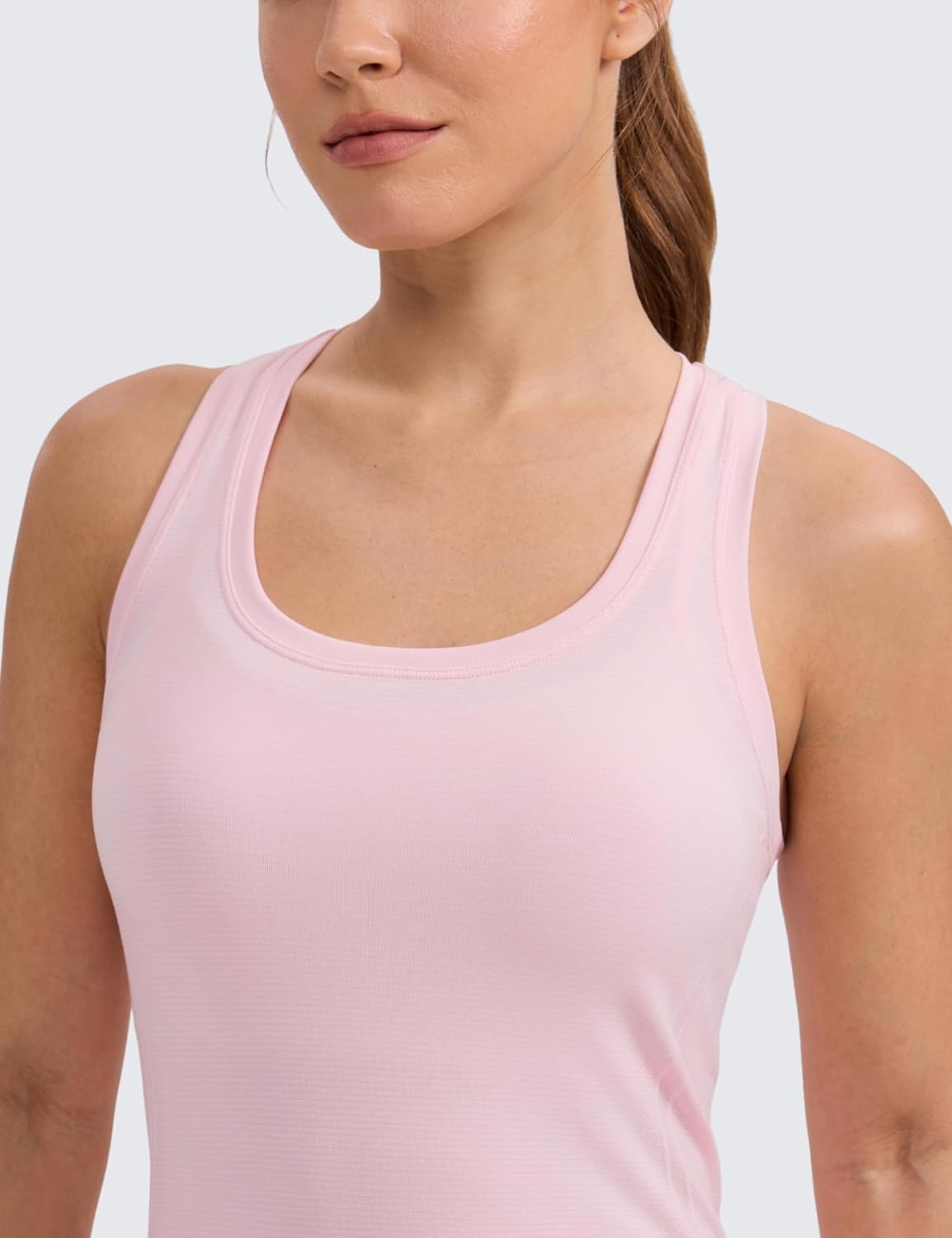 image:imageCRZ YOGA Seamless Racerback Tank Tops for Women Gym Workout Athletic Running Sleeveless Shirts Breathable Scoop NeckStrawberry Pink
