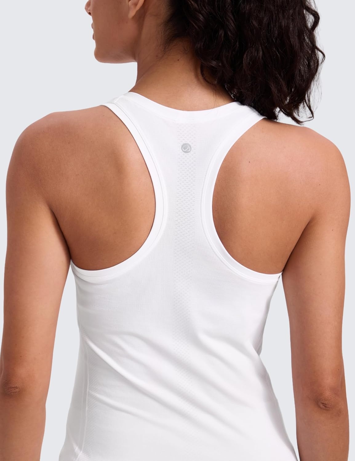 image:imageCRZ YOGA Seamless Racerback Tank Tops for Women Gym Workout Athletic Running Sleeveless Shirts Breathable Scoop NeckWhite