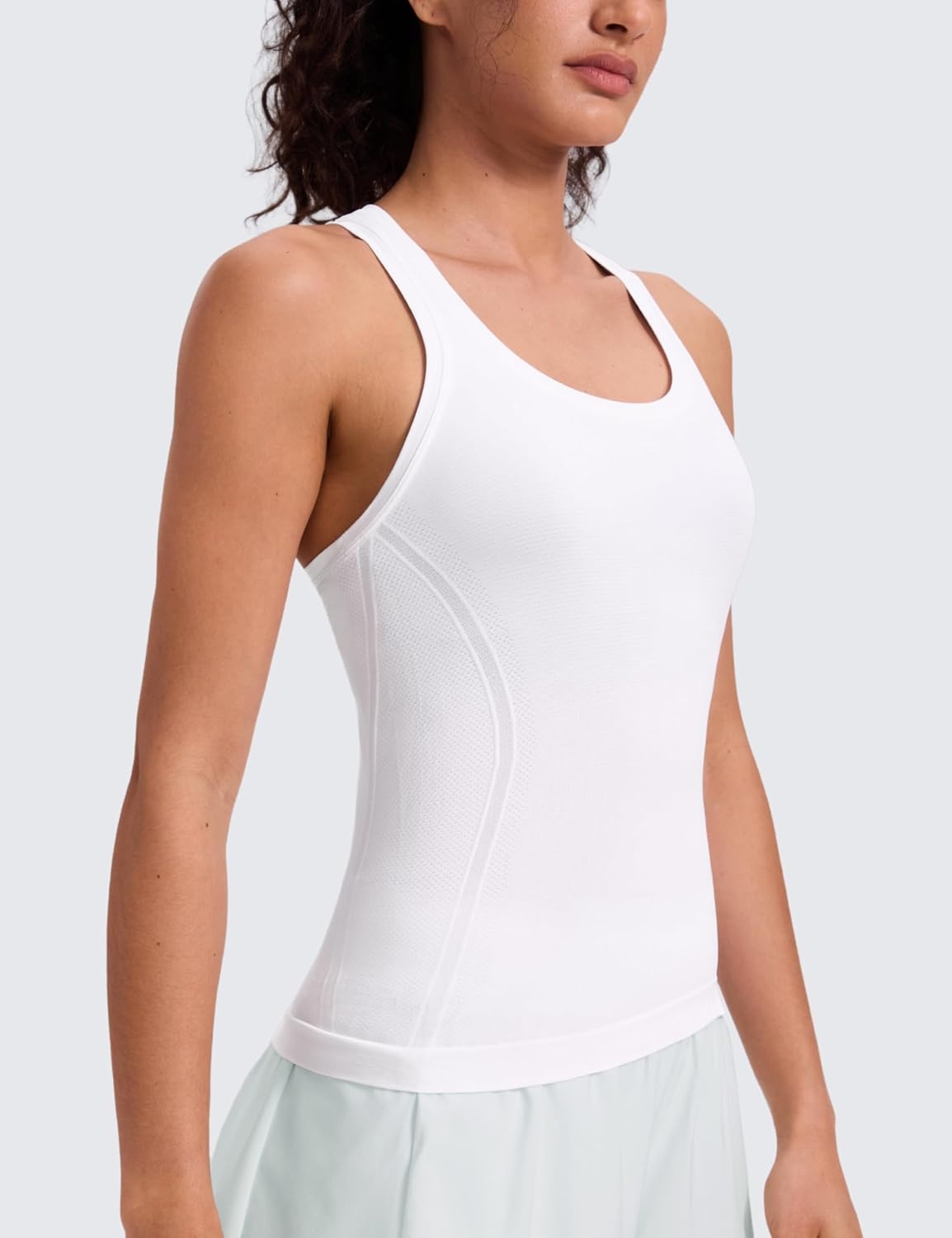 image:imageCRZ YOGA Seamless Racerback Tank Tops for Women Gym Workout Athletic Running Sleeveless Shirts Breathable Scoop NeckWhite