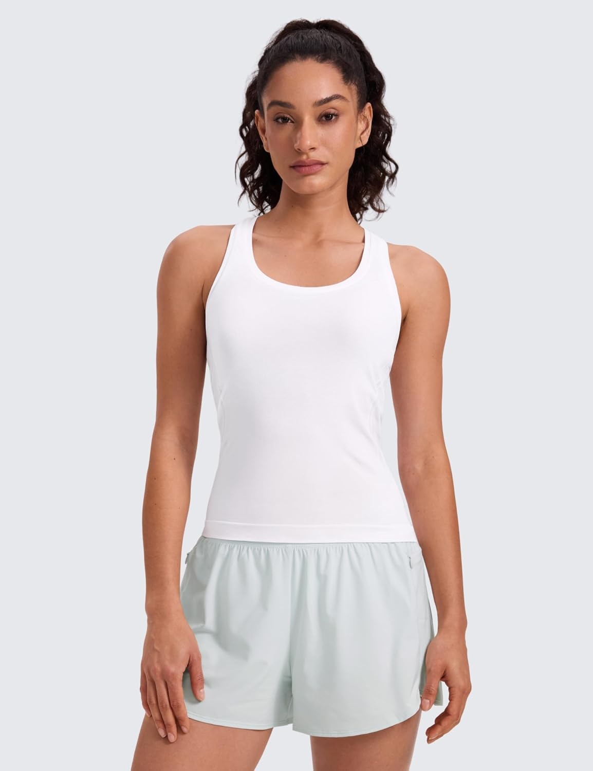 image:imageCRZ YOGA Seamless Racerback Tank Tops for Women Gym Workout Athletic Running Sleeveless Shirts Breathable Scoop NeckWhite
