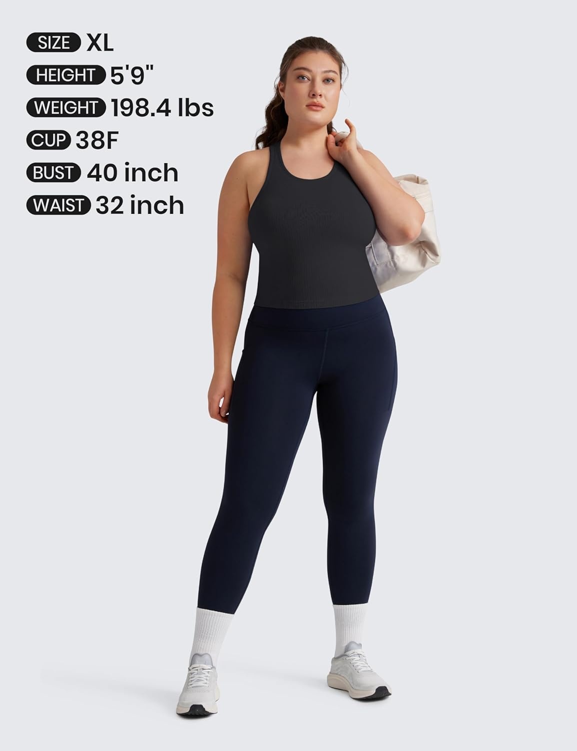 image:imageCRZ YOGA Seamless Ribbed High Neck Crop Tank Tops for Women Longline Racerback Padded Sports BrasBlack