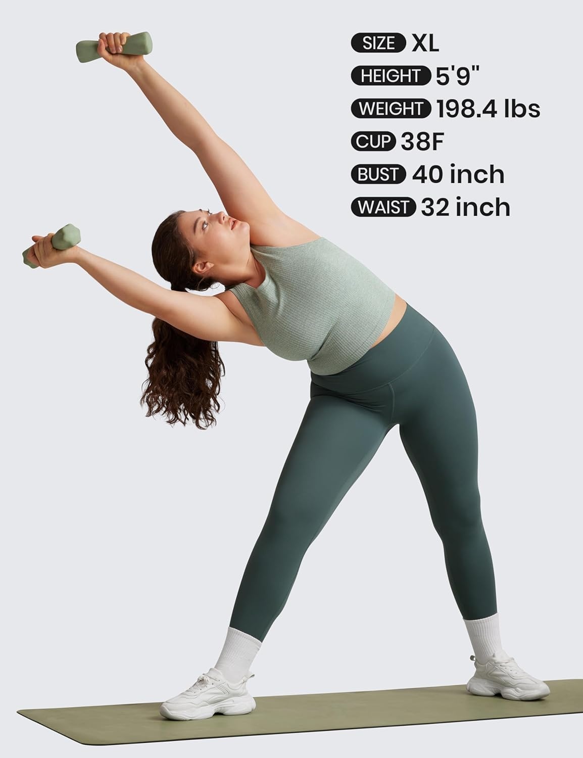 image:imageCRZ YOGA Seamless Ribbed High Neck Crop Tank Tops for Women Longline Racerback Padded Sports BrasDark Green Heather