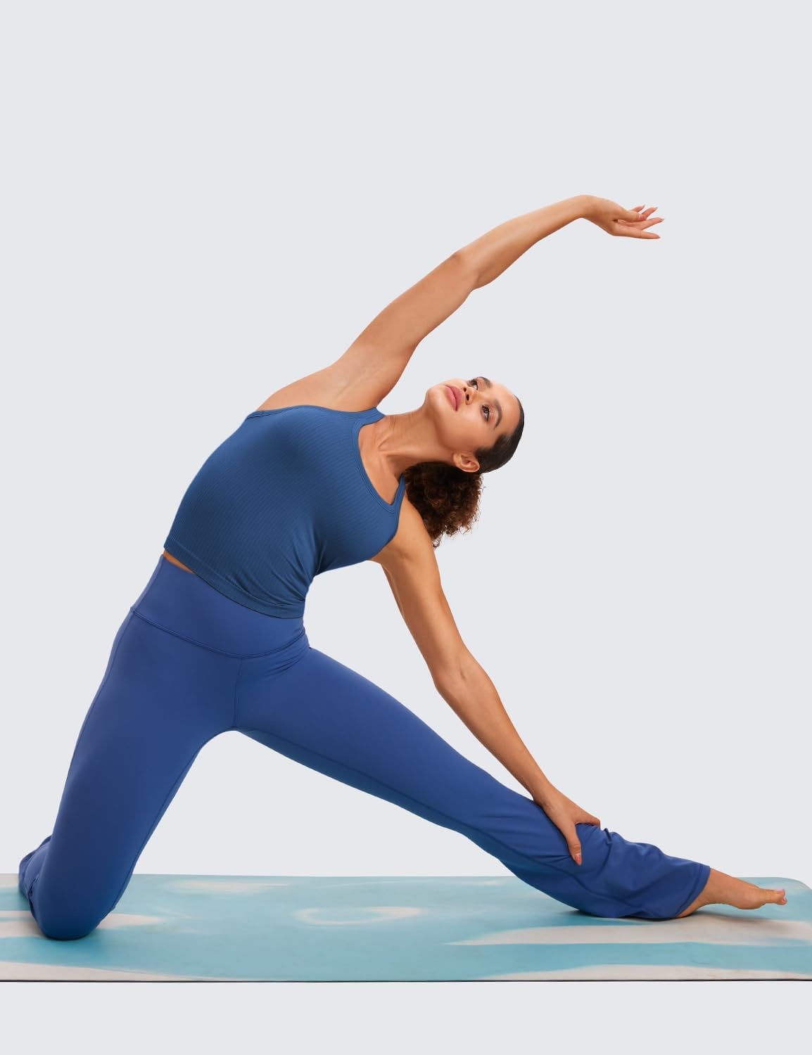 image:imageCRZ YOGA Seamless Ribbed Scoop Neck Tank Top for Women Workout Racerback Padded Athletic Camisole with Built in BraFrench Navy