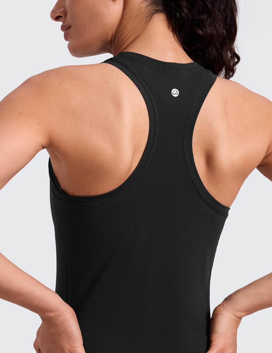 image:imageCRZ YOGA Seamless Workout Tank Tops for Women Athletic Running Gym Sleeveless Shirts Crewneck Racerback BreathableBlack