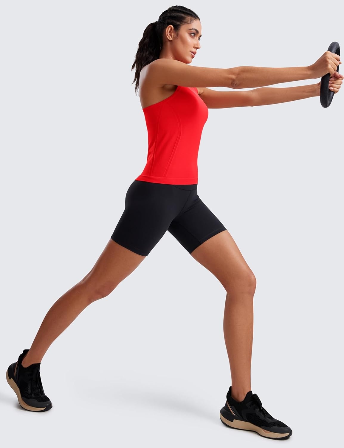 image:imageCRZ YOGA Seamless Workout Tank Tops for Women Athletic Running Gym Sleeveless Shirts Crewneck Racerback BreathableDeep Red