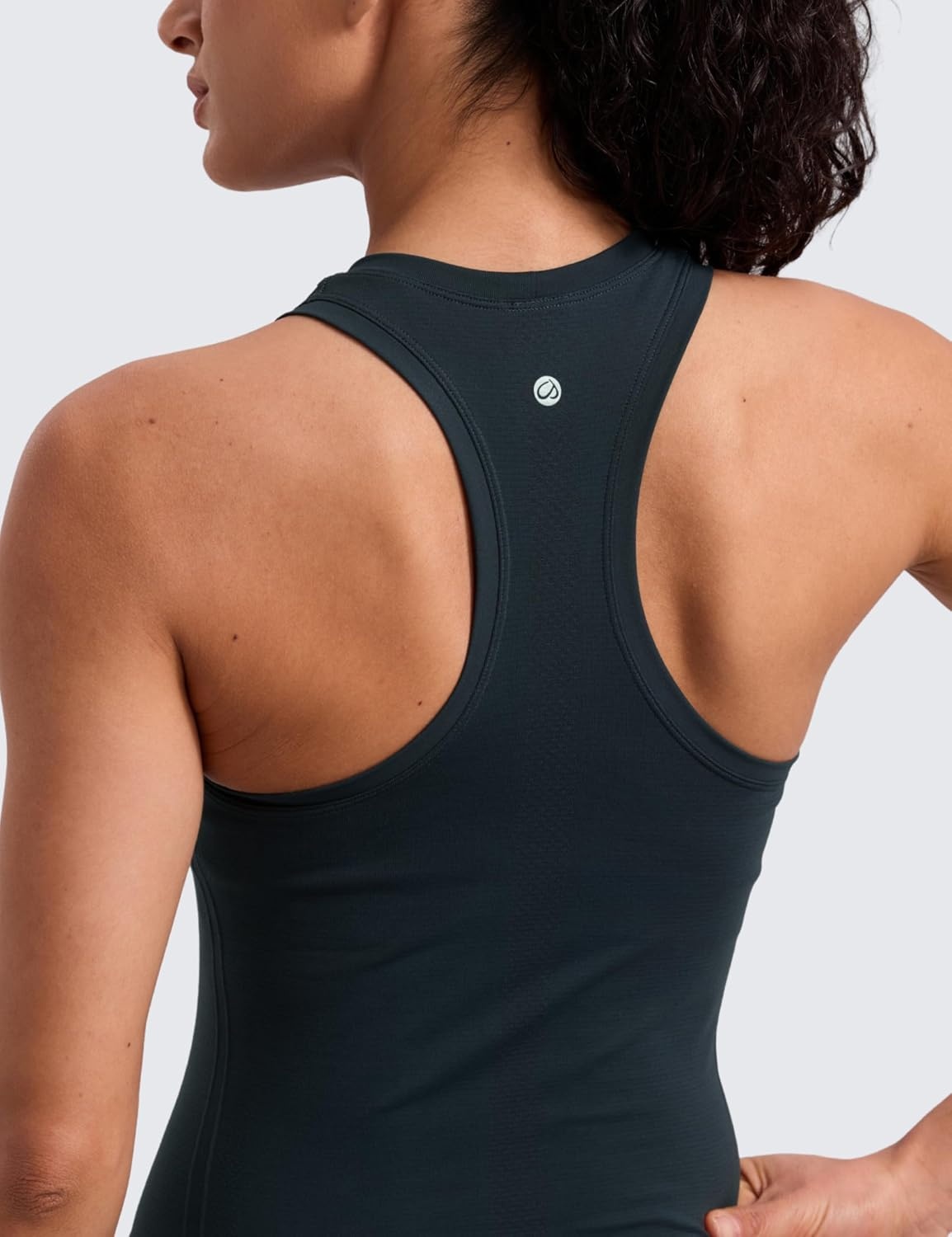 image:imageCRZ YOGA Seamless Workout Tank Tops for Women Athletic Running Gym Sleeveless Shirts Crewneck Racerback BreathableTrue Navy