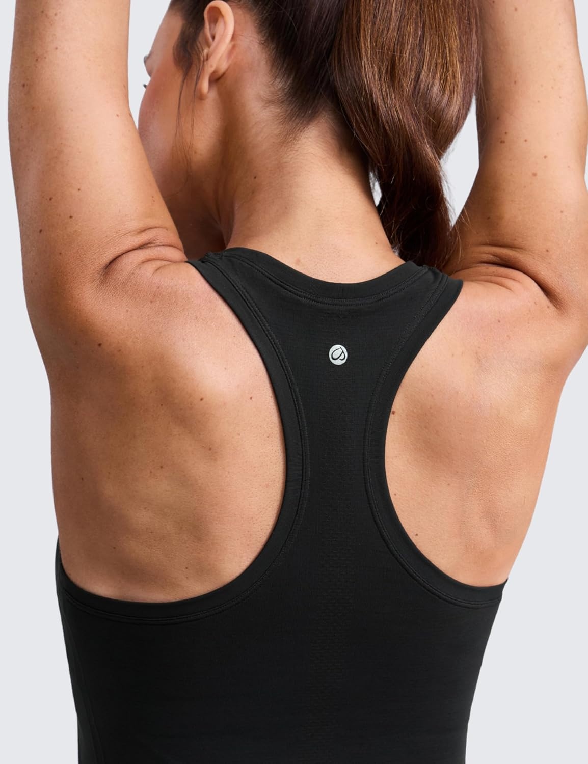 image:imageCRZ YOGA Seamless Workout Tank Tops for Women Hip Length Athletic Running Gym Sleeveless Shirts Racerback CrewneckBlack