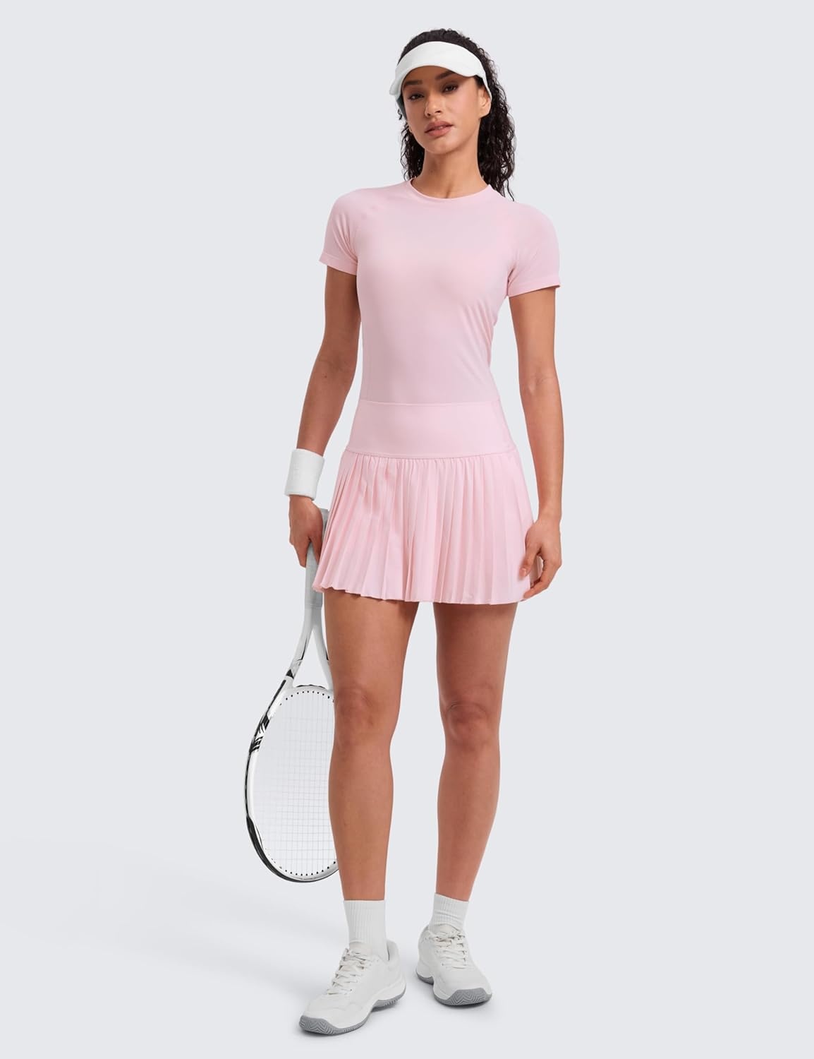 image:imageCRZ YOGA Seamless Workout Tops for Women Hip Length Athletic Running Gym Yoga Short Sleeve Shirts Breathable Crewneck TeesStrawberry Pink
