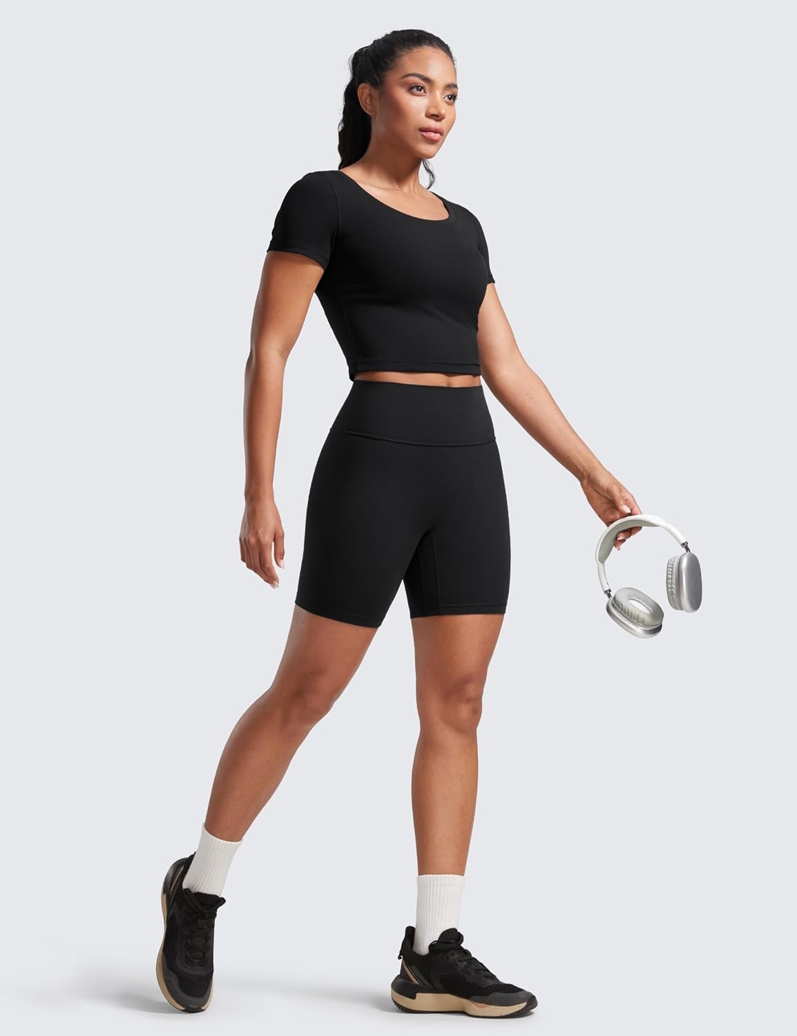 image:imageCRZ YOGA Secretsculpt Butterlift Biker Shorts 6 No Front Seam High Waist Womens Workout Gym Booty Scrunch ButtBlack