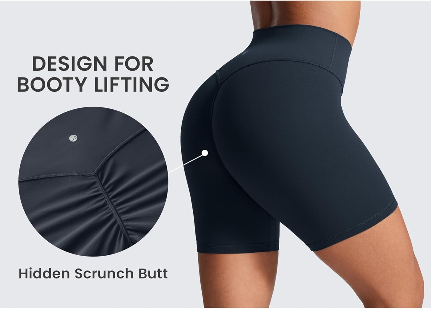image:imageCRZ YOGA Secretsculpt Butterlift Biker Shorts 6 No Front Seam High Waist Womens Workout Gym Booty Scrunch ButtTrue Navy