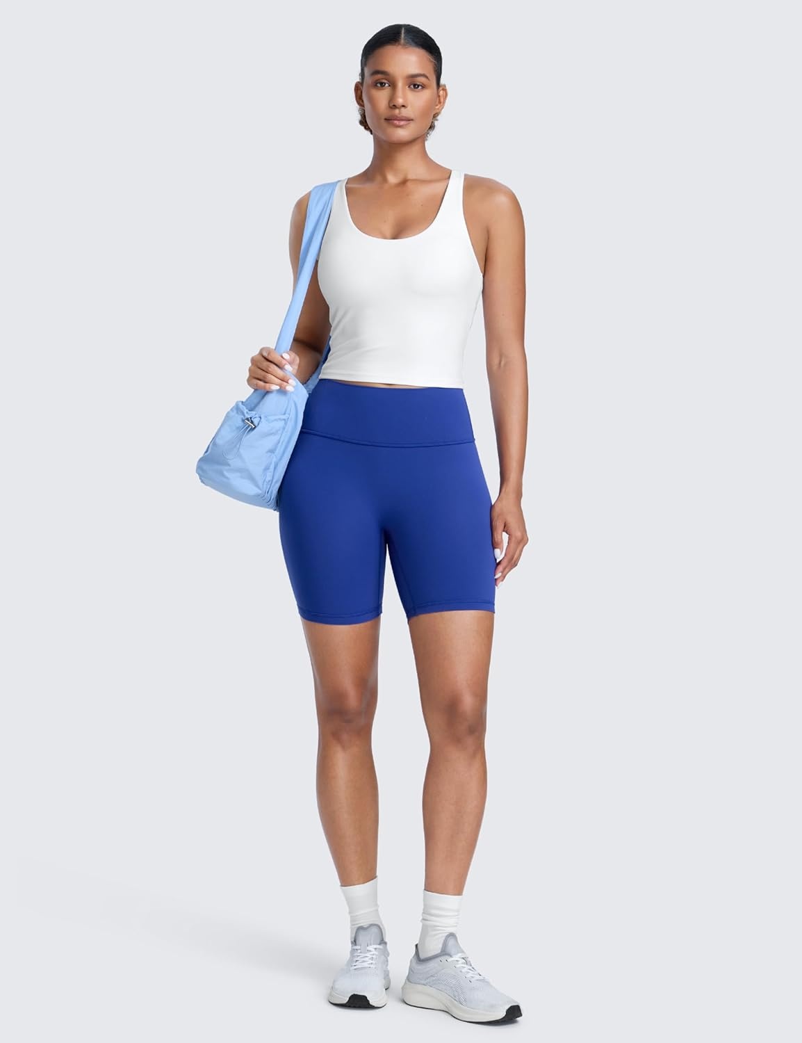 image:imageCRZ YOGA Secretsculpt Butterlift Biker Shorts 6 No Front Seam High Waist Womens Workout Gym Booty Scrunch ButtWaves Blue