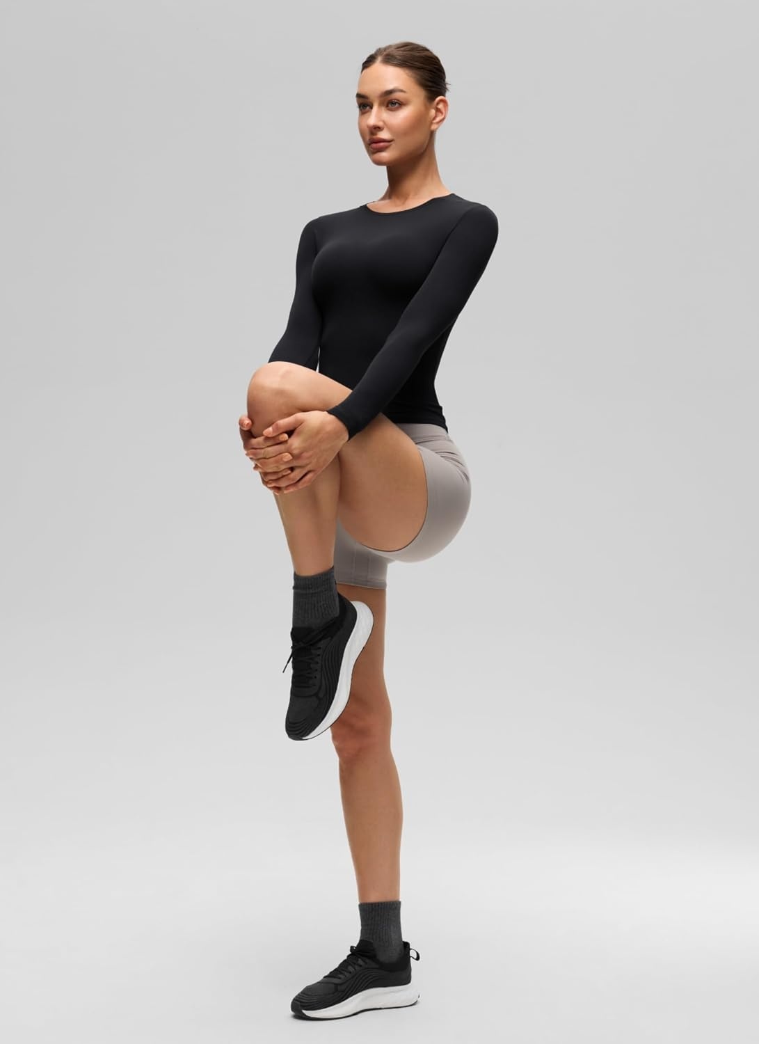image:imageCRZ YOGA Softembrace Crewneck Long Sleeve Shirts for Women Workout Casual Going Out Tops Soft Fitted Tight Fall TShirtsBlack