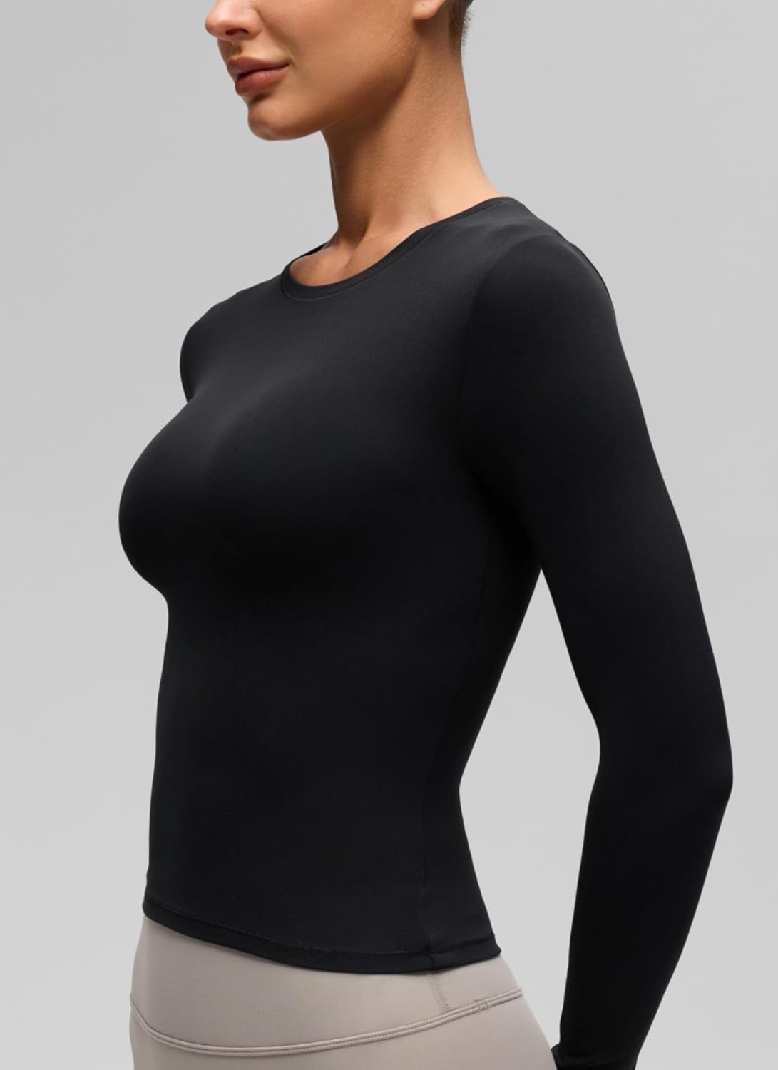 image:imageCRZ YOGA Softembrace Crewneck Long Sleeve Shirts for Women Workout Casual Going Out Tops Soft Fitted Tight Fall TShirtsBlack
