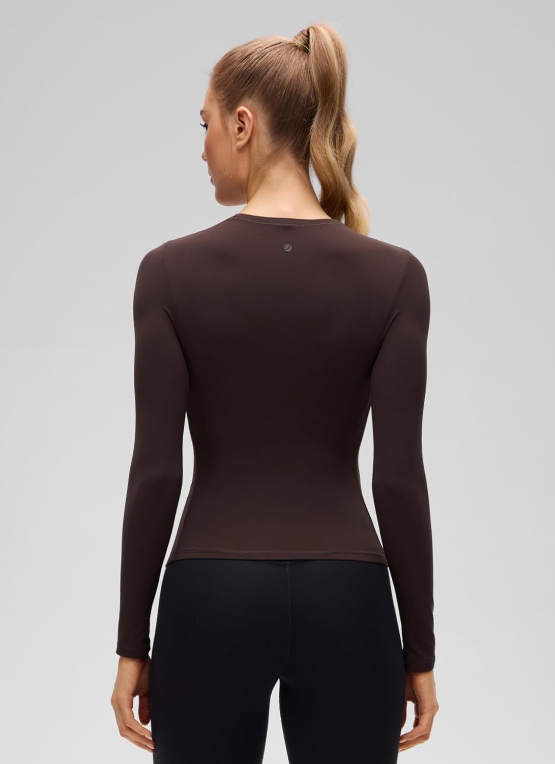 image:imageCRZ YOGA Softembrace Crewneck Long Sleeve Shirts for Women Workout Casual Going Out Tops Soft Fitted Tight Fall TShirtsHot Fudge Brown