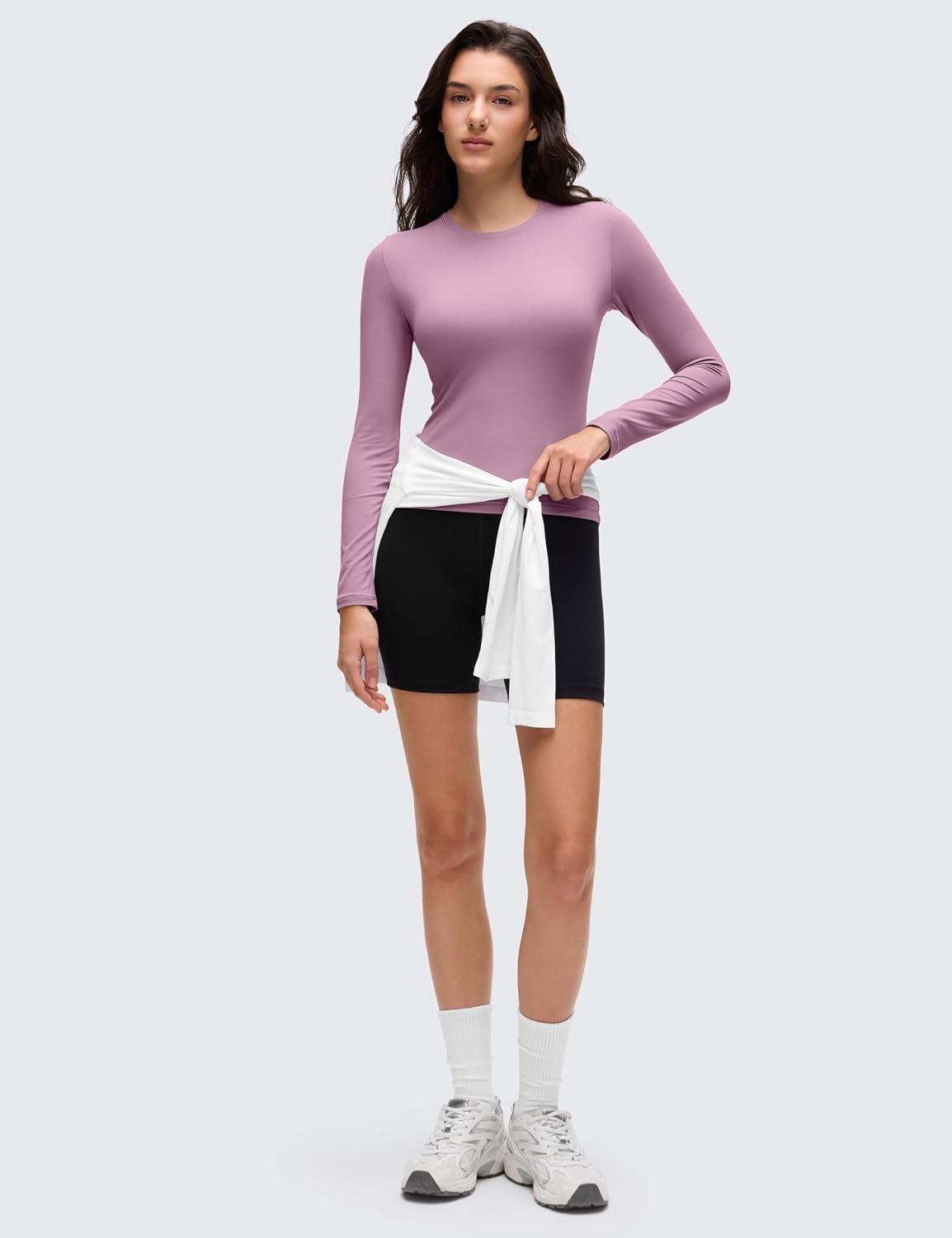 image:imageCRZ YOGA Softembrace Crewneck Long Sleeve Shirts for Women Workout Casual Going Out Tops Soft Fitted Tight Fall TShirtsLight Lavender