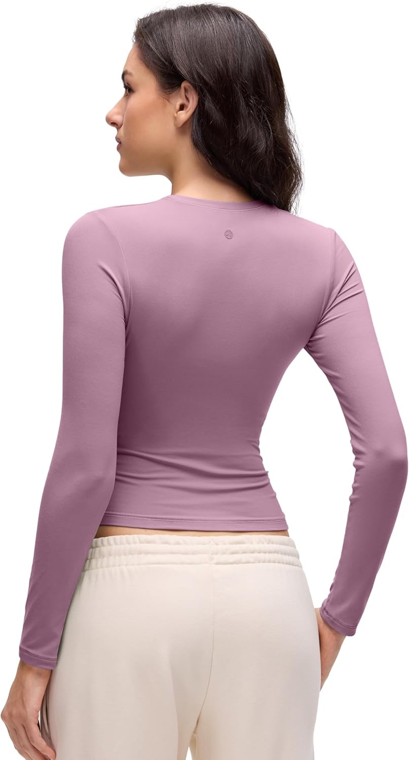 image:imageCRZ YOGA Softembrace Crewneck Long Sleeve Shirts for Women Workout Casual Going Out Tops Soft Fitted Tight Fall TShirtsLight Lavender