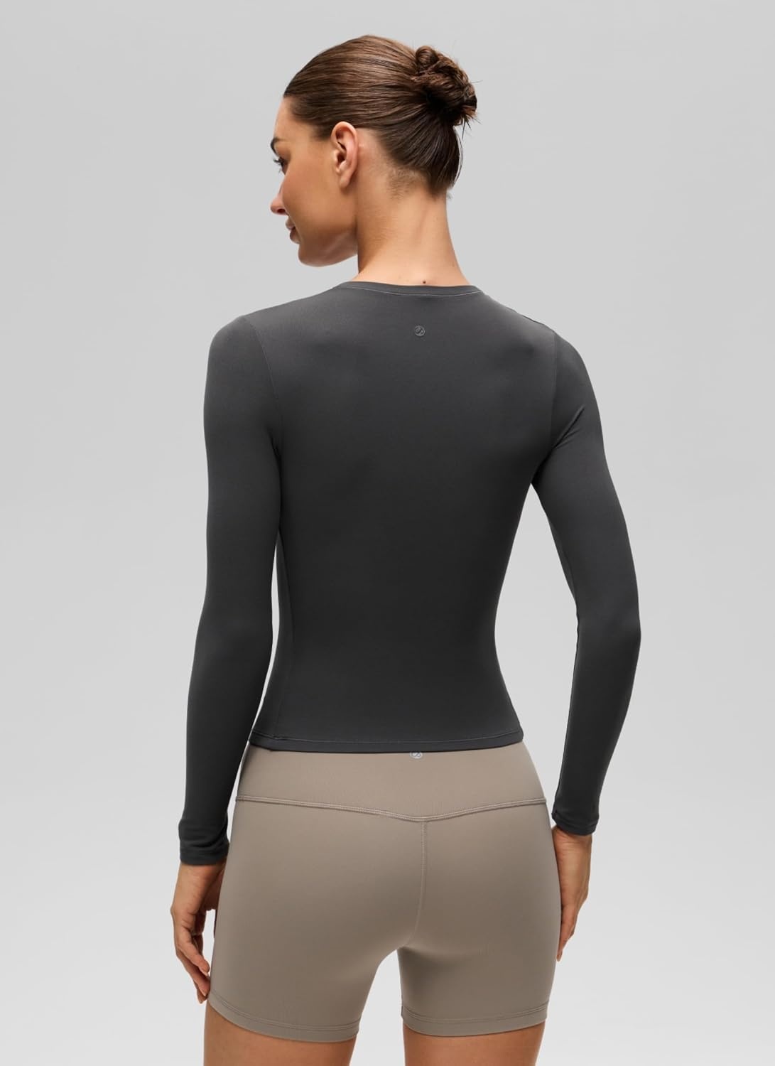 image:imageCRZ YOGA Softembrace Crewneck Long Sleeve Shirts for Women Workout Casual Going Out Tops Soft Fitted Tight Fall TShirtsMysterious Grey