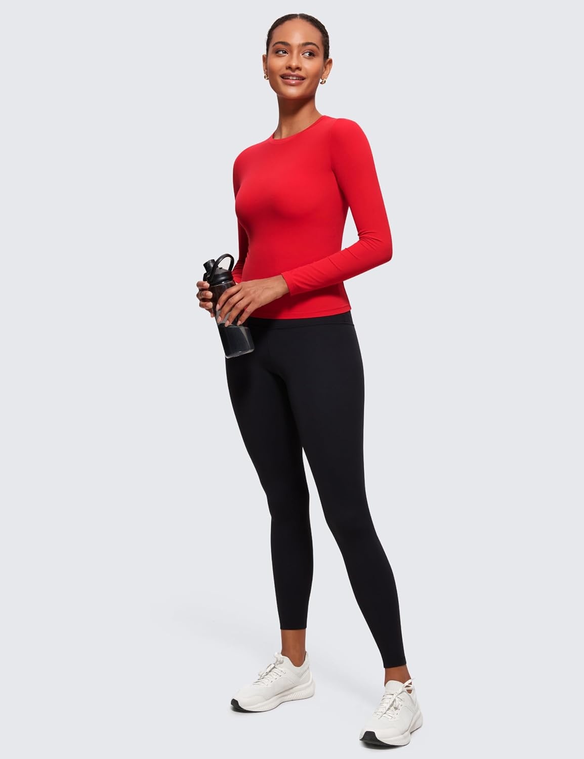 image:imageCRZ YOGA Softembrace Crewneck Long Sleeve Shirts for Women Workout Casual Going Out Tops Soft Fitted Tight Fall TShirtsRed Chili