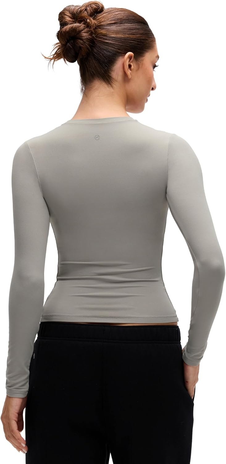 image:imageCRZ YOGA Softembrace Crewneck Long Sleeve Shirts for Women Workout Casual Going Out Tops Soft Fitted Tight Fall TShirtsRocky Grey