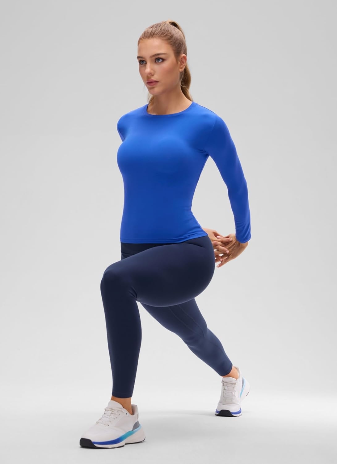 image:imageCRZ YOGA Softembrace Crewneck Long Sleeve Shirts for Women Workout Casual Going Out Tops Soft Fitted Tight Fall TShirtsSparkle Blue