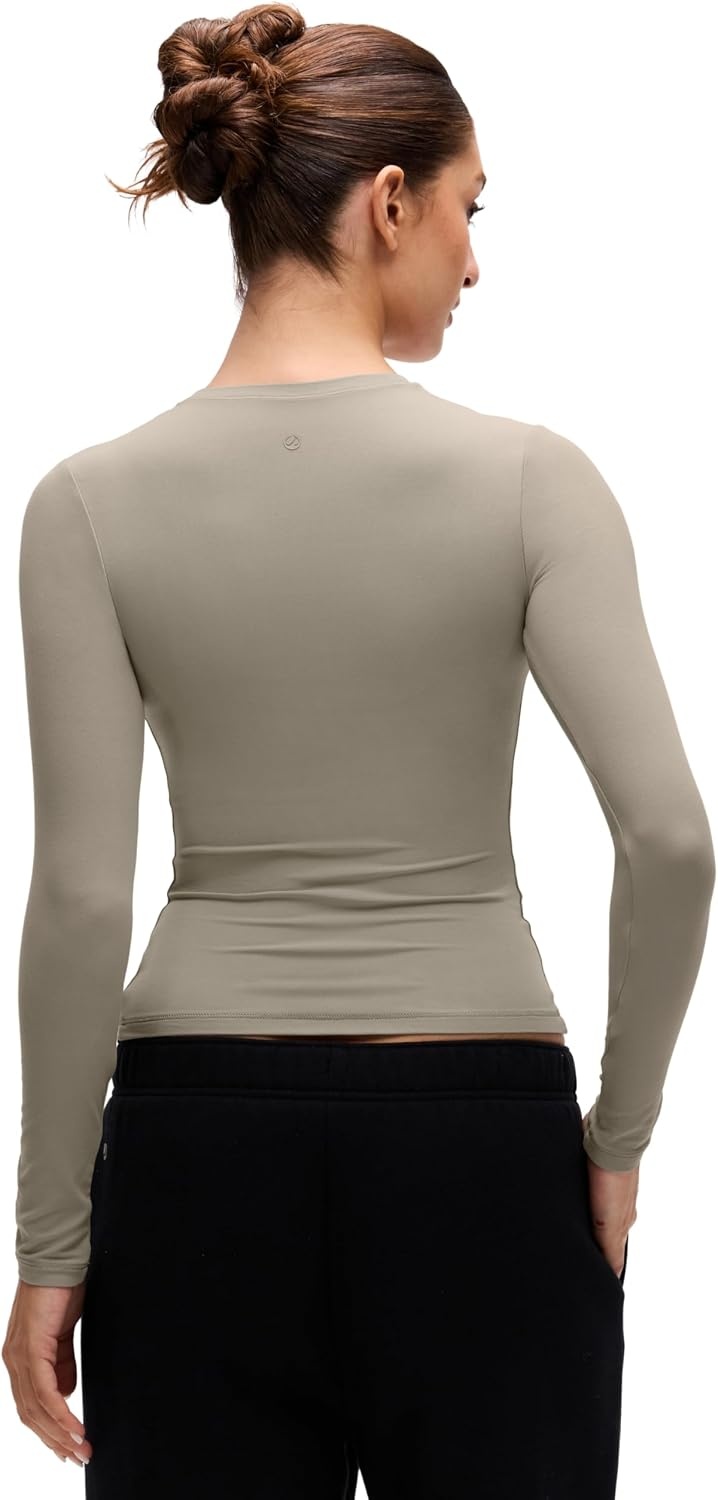 image:imageCRZ YOGA Softembrace Crewneck Long Sleeve Shirts for Women Workout Casual Going Out Tops Soft Fitted Tight Fall TShirtsWarm Ash Grey