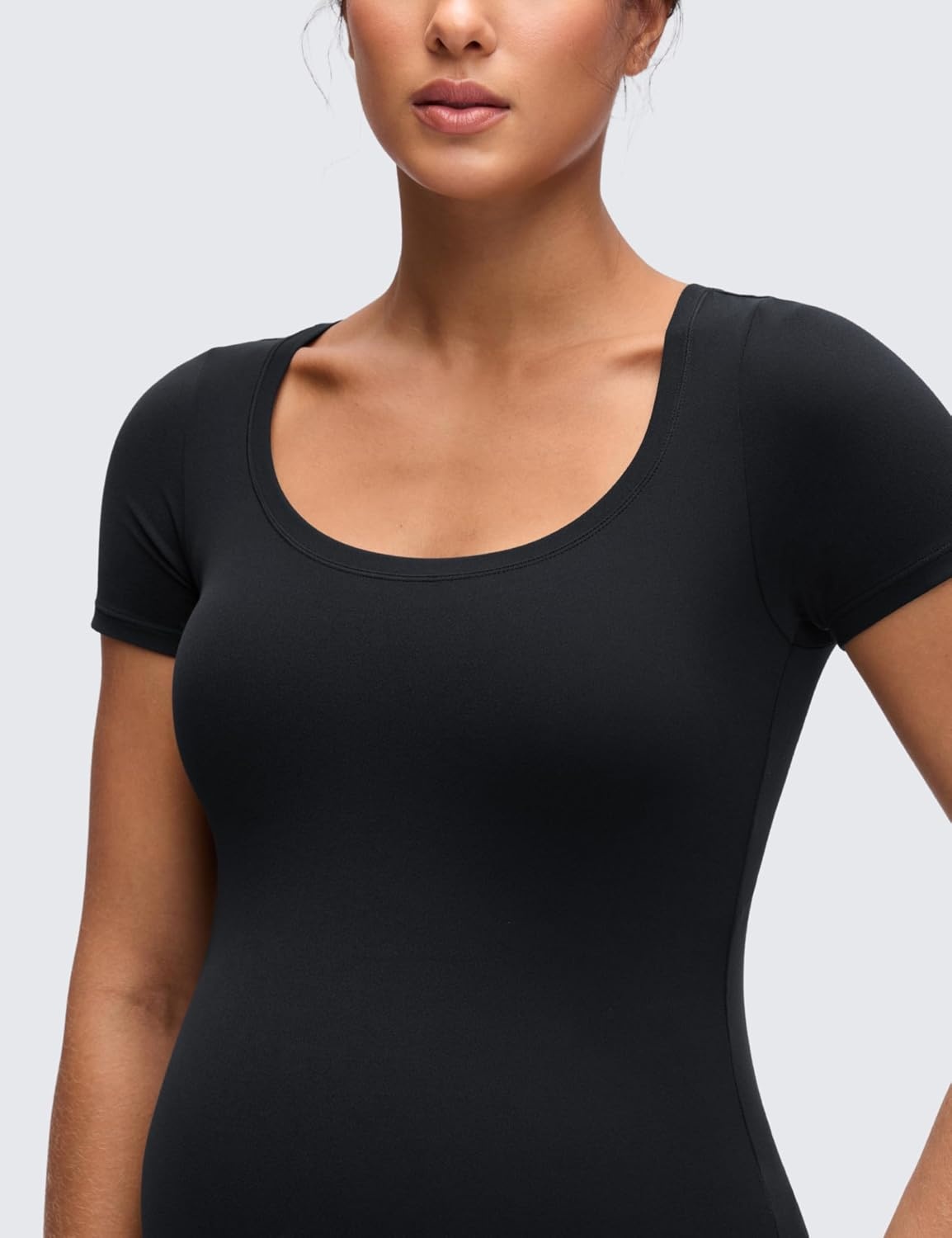 image:imageCRZ YOGA Softembrace Maternity U Neck Short Sleeve Shirts Casual Pregnancy Tops Soft Work Going Out Basic TShirt for WomenBlack