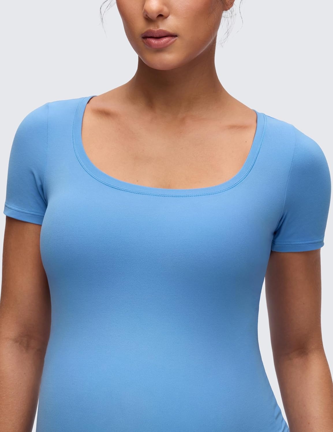 image:imageCRZ YOGA Softembrace Maternity U Neck Short Sleeve Shirts Casual Pregnancy Tops Soft Work Going Out Basic TShirt for WomenParty Blue