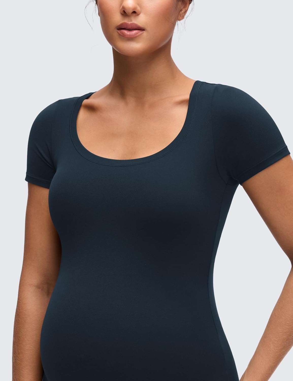 image:imageCRZ YOGA Softembrace Maternity U Neck Short Sleeve Shirts Casual Pregnancy Tops Soft Work Going Out Basic TShirt for WomenTrue Navy