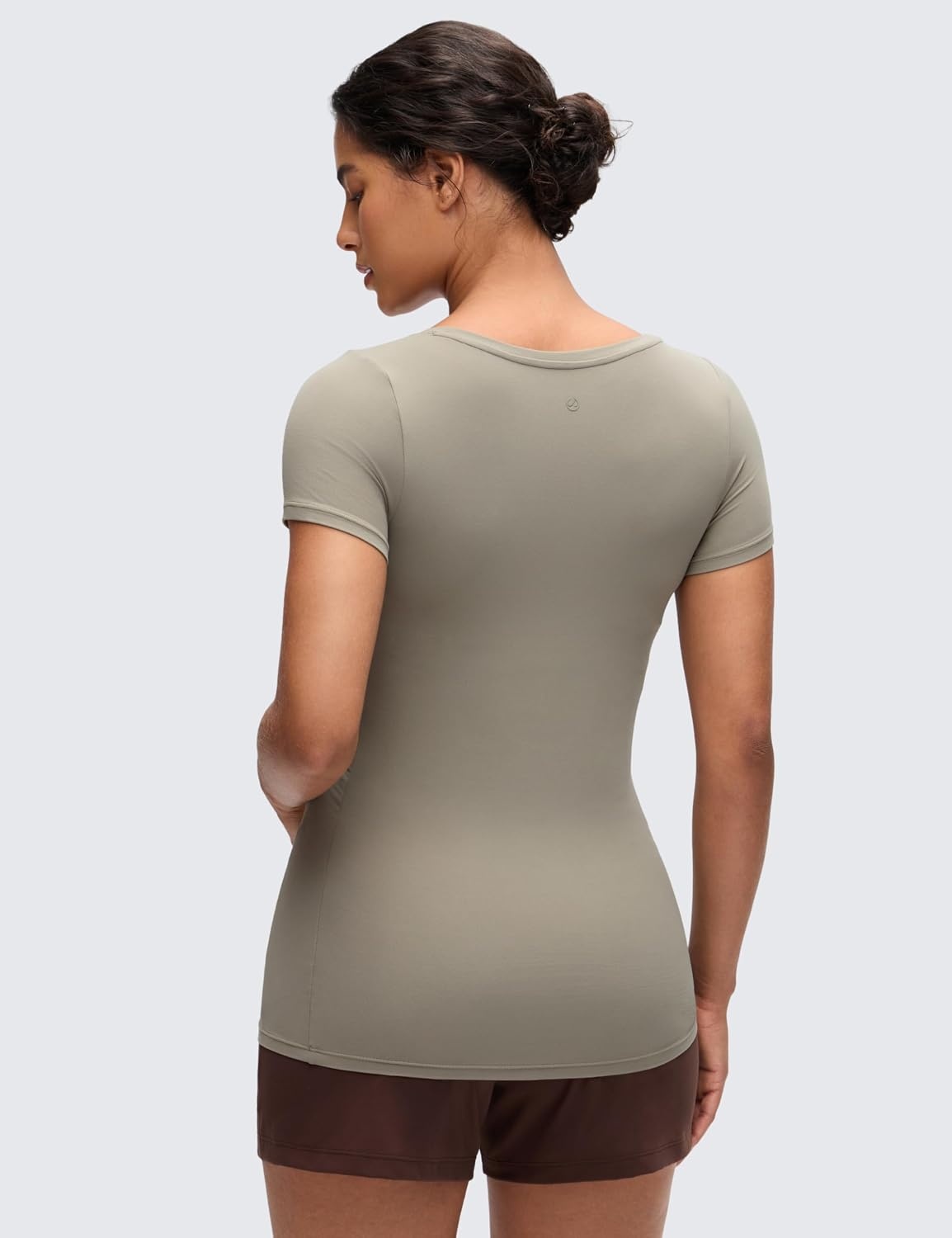image:imageCRZ YOGA Softembrace Maternity U Neck Short Sleeve Shirts Casual Pregnancy Tops Soft Work Going Out Basic TShirt for WomenWarm Ash Grey