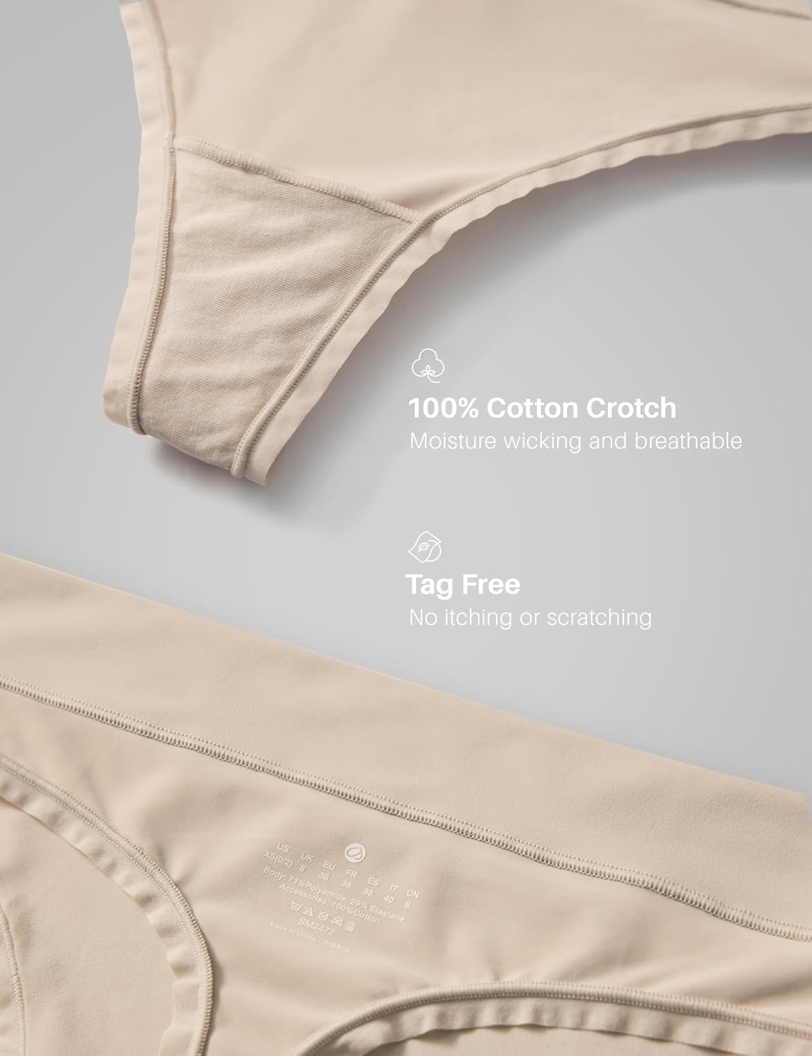 image:imageCRZ YOGA Softhold High Rise Thongs for Women Sexy Tagless Comfortable Panties Smooth Breathable Ladies Underwear 3 PackMojave Tan 23pack