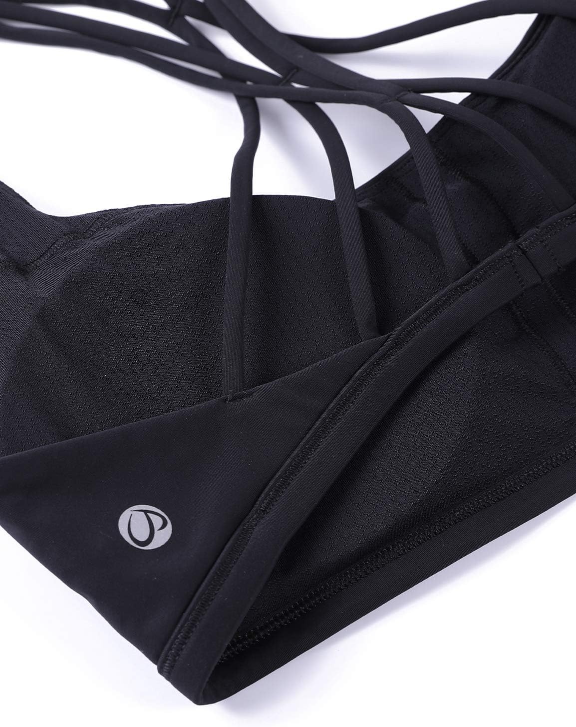 image:imageCRZ YOGA Womens Naked Feeling Criss Cross Sports Bra Strappy Back Padded Medium Support Wireless Gym Cami Workout YogaBlack