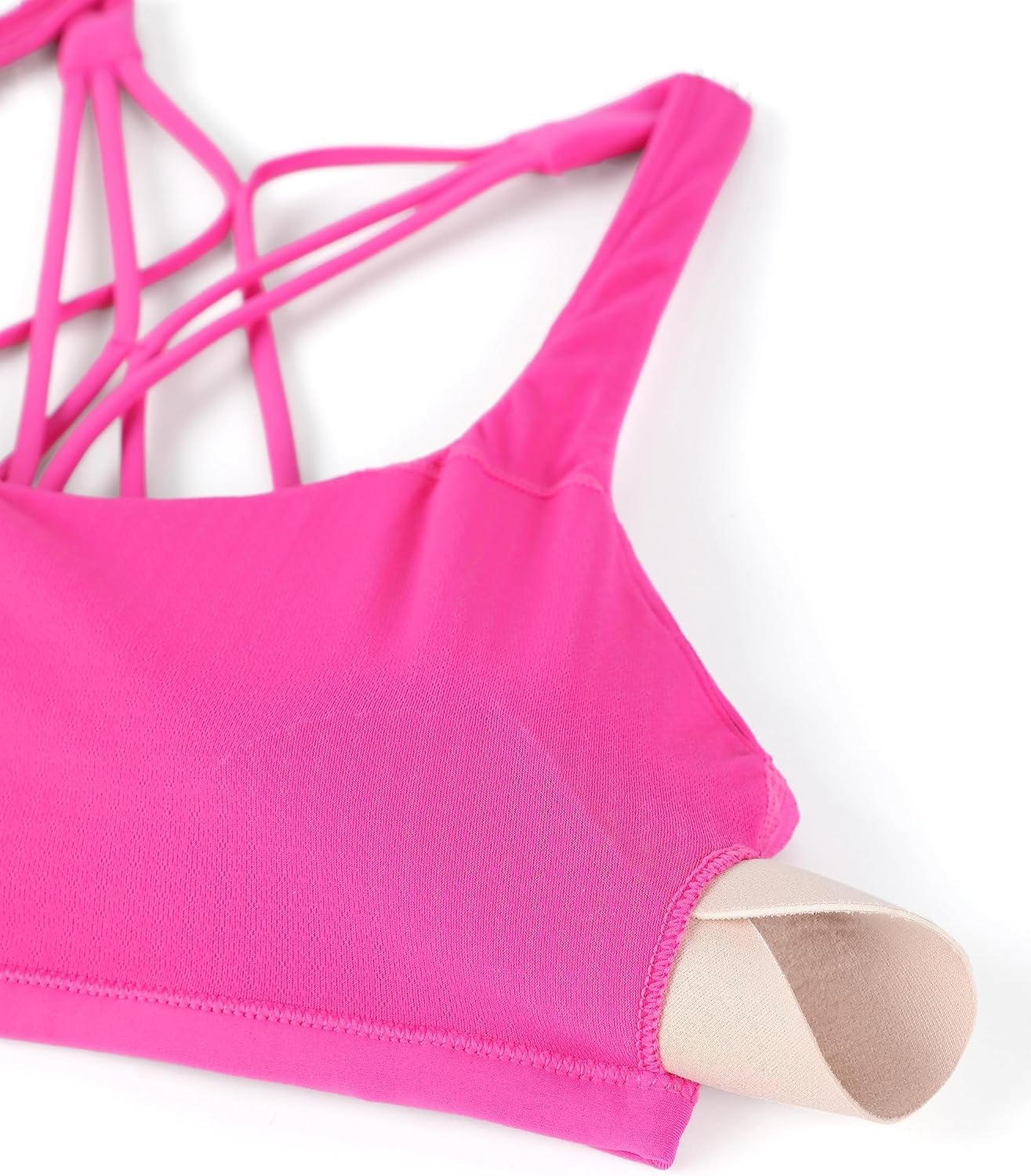 image:imageCRZ YOGA Womens Naked Feeling Criss Cross Sports Bra Strappy Back Padded Medium Support Wireless Gym Cami Workout YogaHibiscus Purple