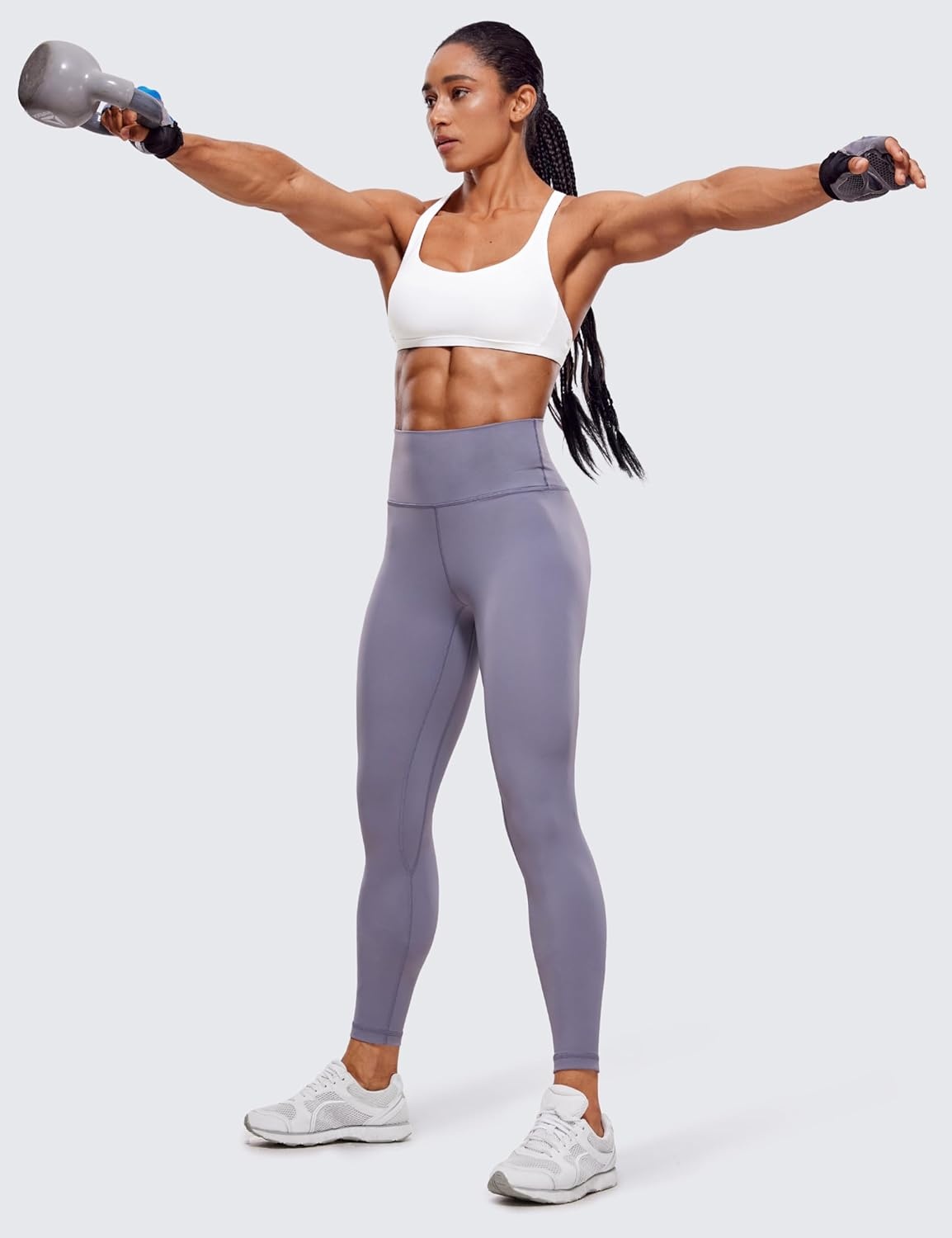image:imageCRZ YOGA Womens Naked Feeling Criss Cross Sports Bra Strappy Back Padded Medium Support Wireless Gym Cami Workout YogaWhite