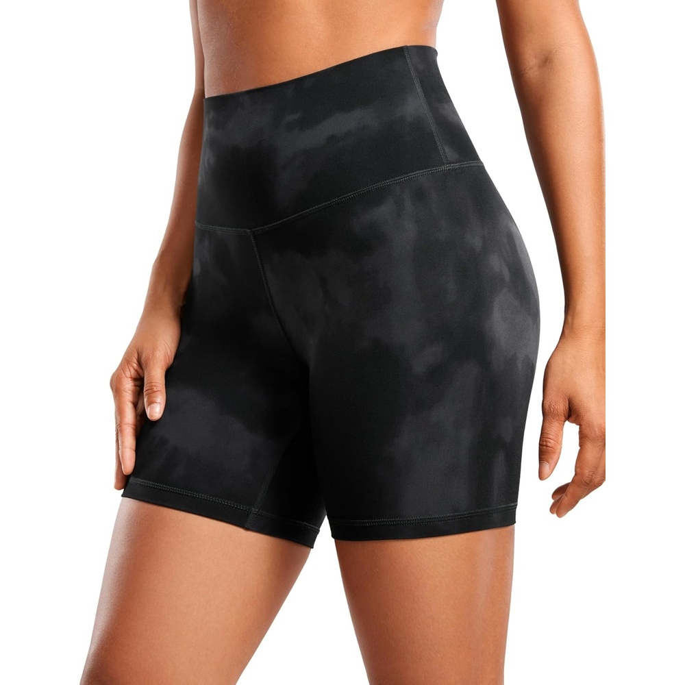 image:imageCRZ YOGA ButterLuxe Biker Shorts 6 High Waisted Workout Running Volleyball Spandex Yoga WomensBlack Tie Dye Flowers