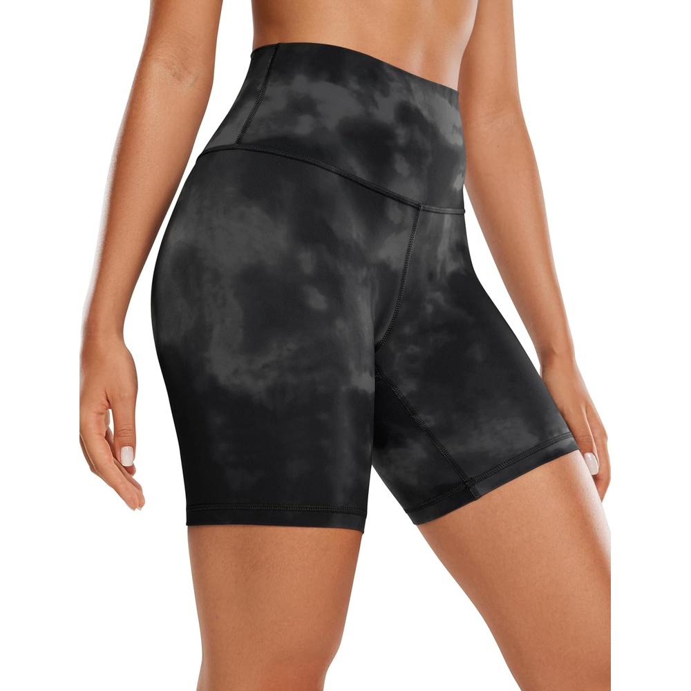 image:imageCRZ YOGA ButterLuxe Biker Shorts 6 High Waisted Workout Running Volleyball Spandex Yoga WomensGrey Tie Dye Flowers